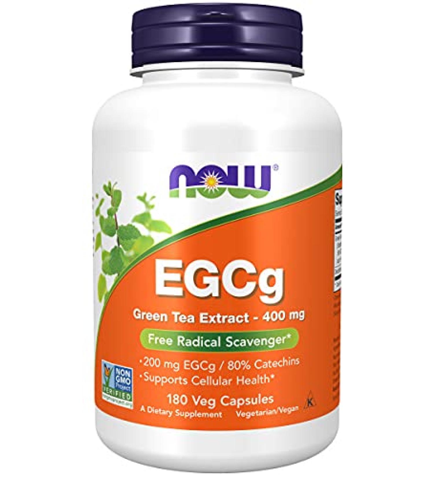 NOW Foods EGCg, Green Tea Extract, 400mg, 180 Vcaps (Pack of 2)