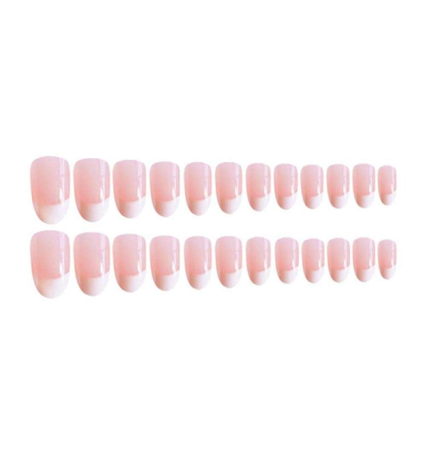 24 Pcs Huil French Ballerina Pink Fake Nails | Round Head Nail Art with Glue | Manicure Accessories & Extension Tools - International Shipping - Buy Online on GoSupps.com