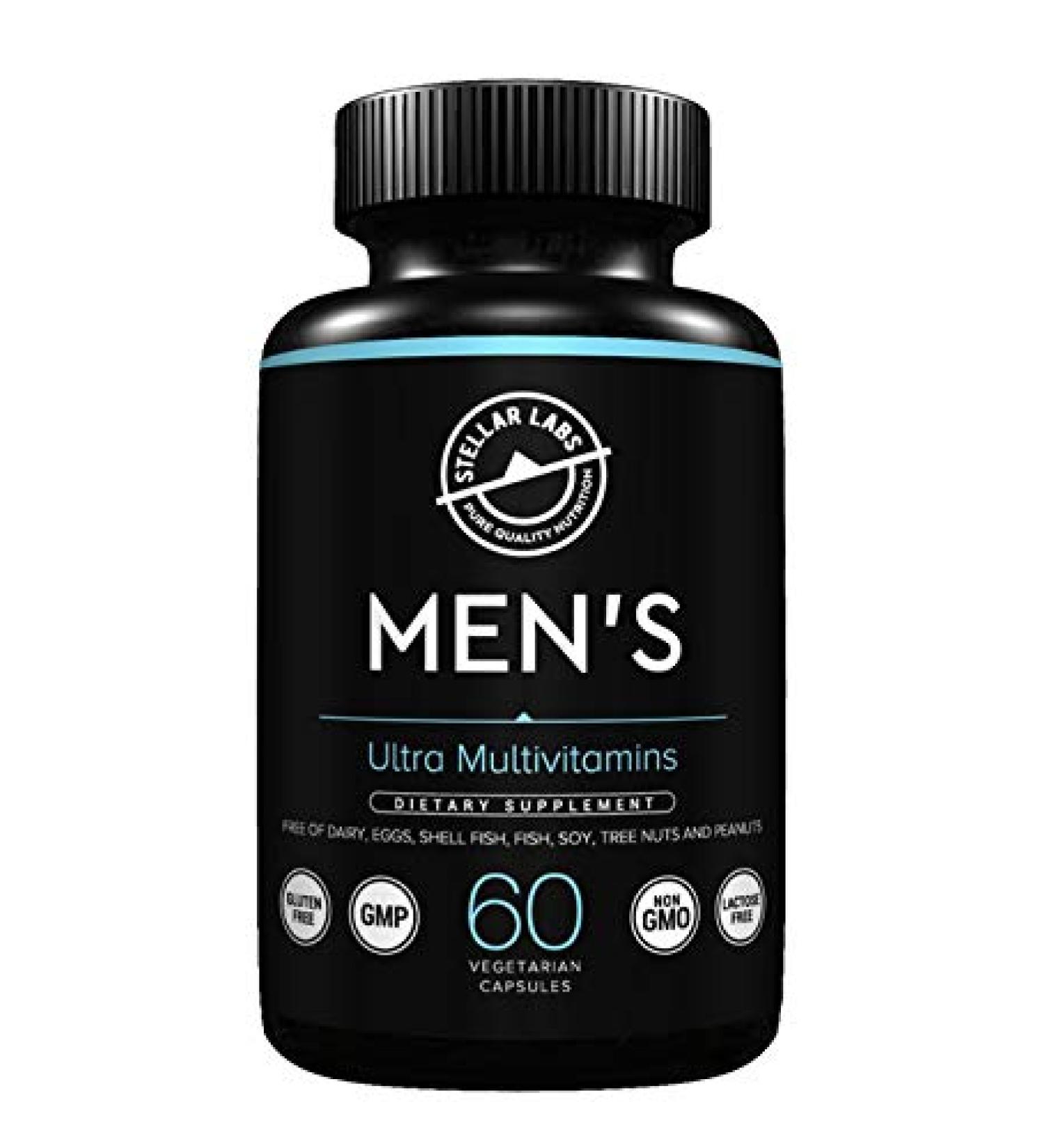Stellar Labs Men's Low FODMAP Vegan Daily Multivitamin, No Iron | Easy On Sensitive Stomachs, Easy to Swallow Vitamins | Immune Support, Antioxidant Energy Blend, Male Support | IBS Friendly Capsules - Buy Online on GoSupps.com