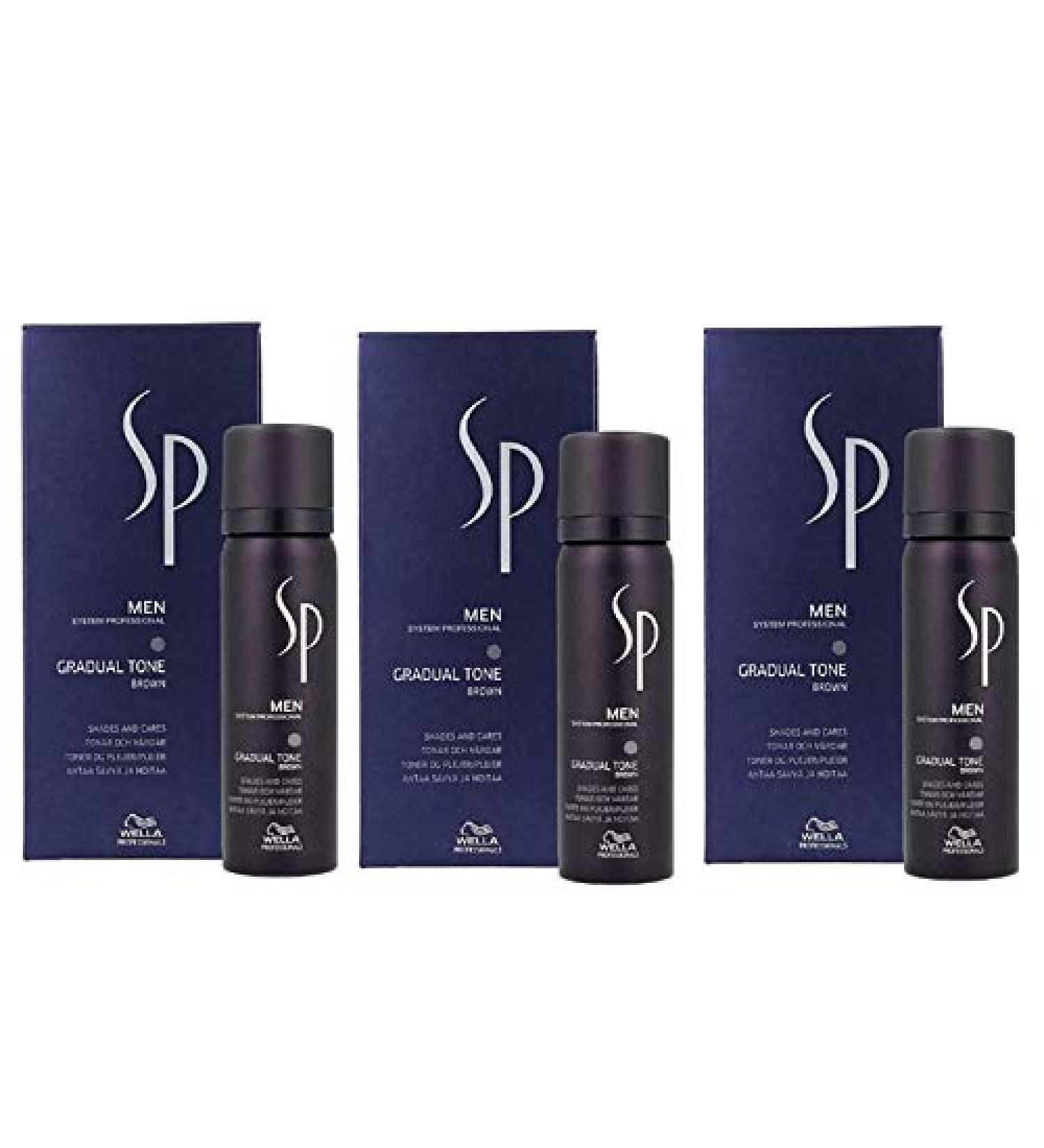3er Wella Professionals SP Just Men Gradual Tone Pigment Mousse Brown 60 + 30 ml Brown 1 piece (1 pack)