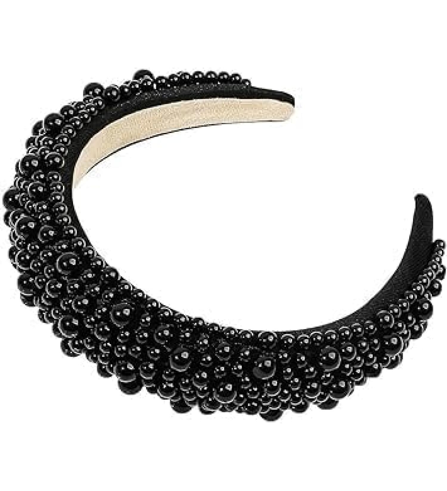 TRIXES Black Beaded Headband - Women's Fashion Accessory - Pearl Beaded - Buy Online on GoSupps.com