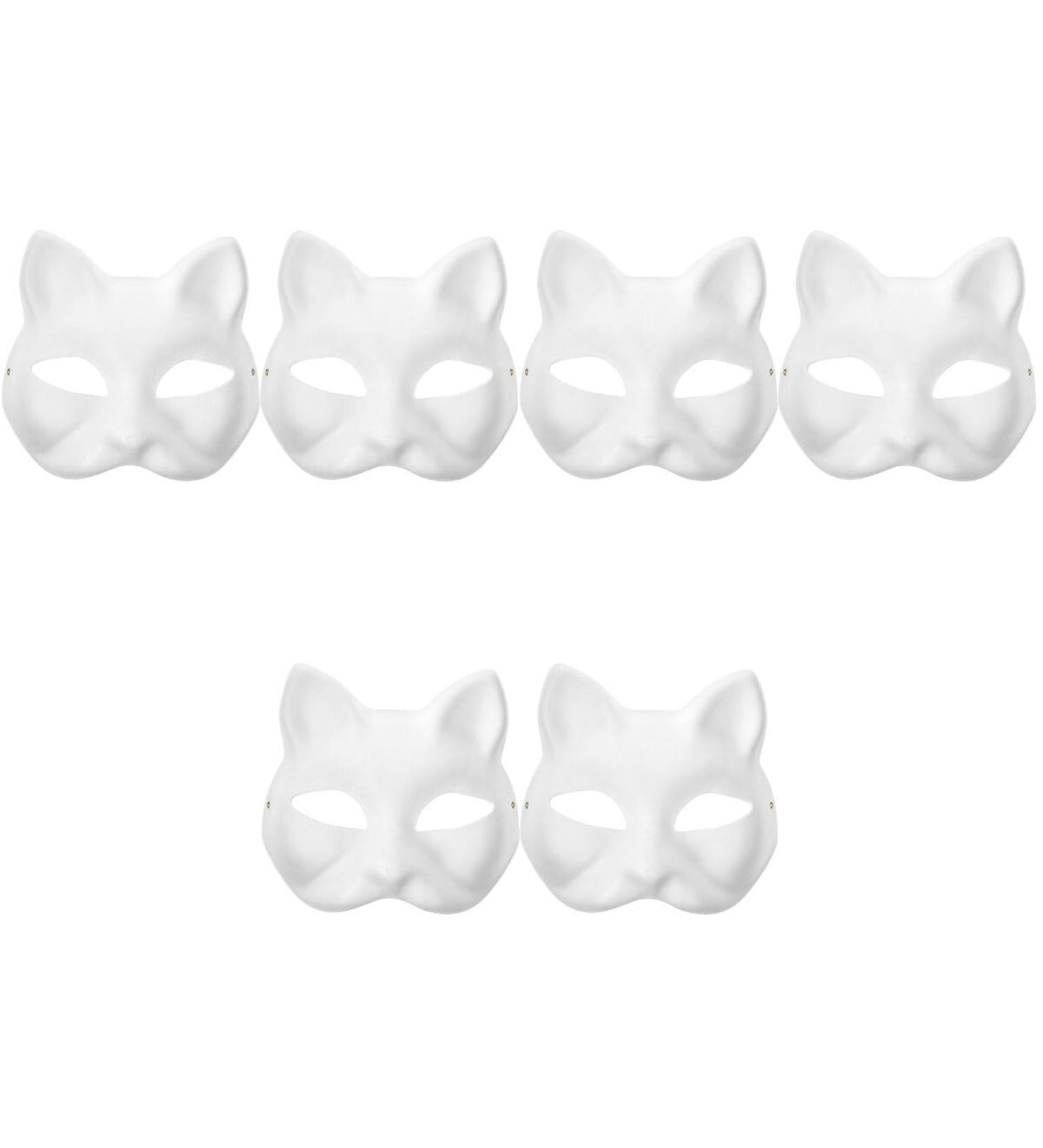 Buy Ifundom White Fox Masks - 6 Pack Paper Cat Half-Face Masquerade for Halloween & Carnival - Buy Online on GoSupps.com