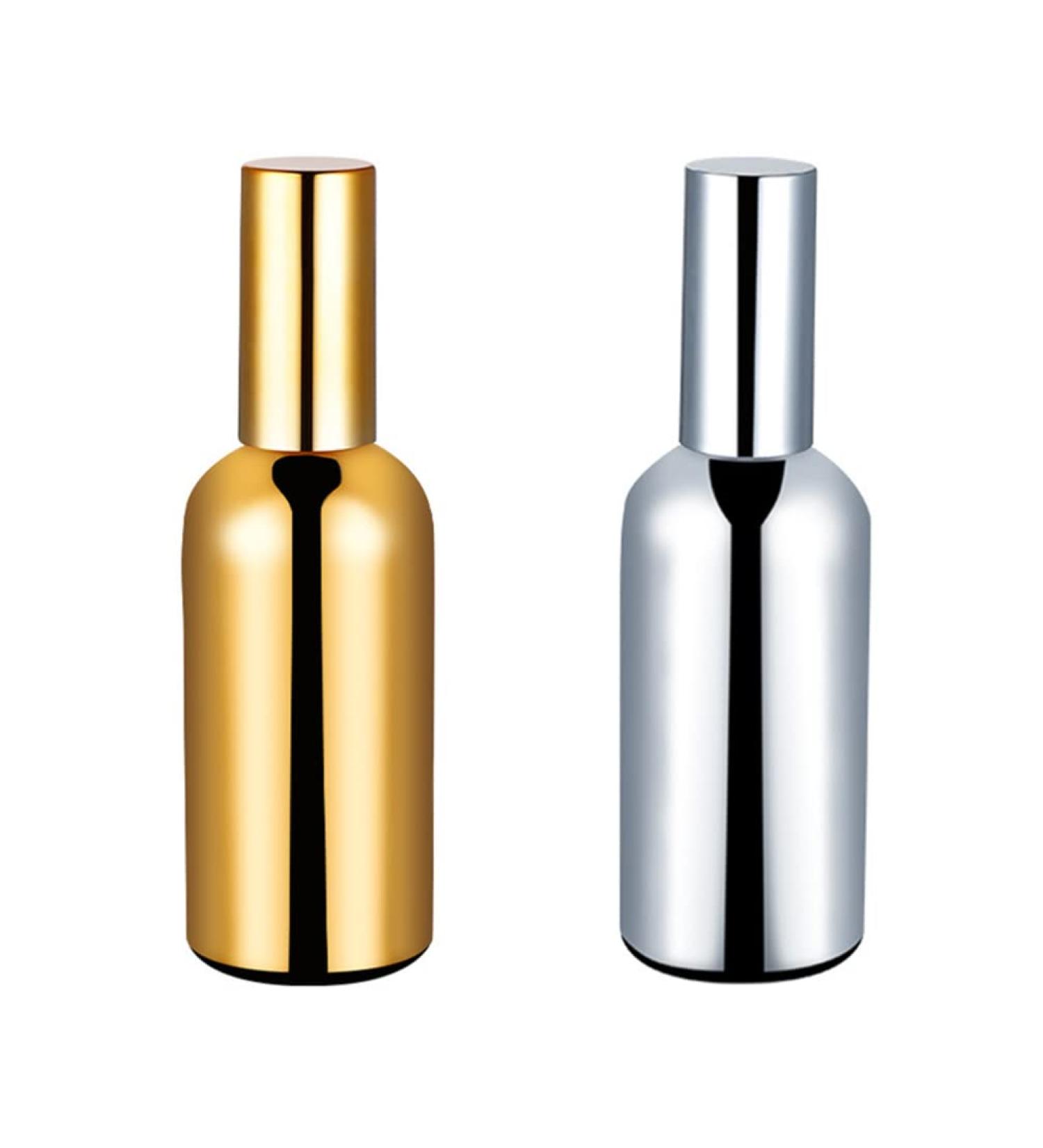 2 x Martini Bar Mister Sprayer Bottles - Refillable Glass Cosmetic Containers for Cocktails - Gold & Silver - Buy Online on GoSupps.com