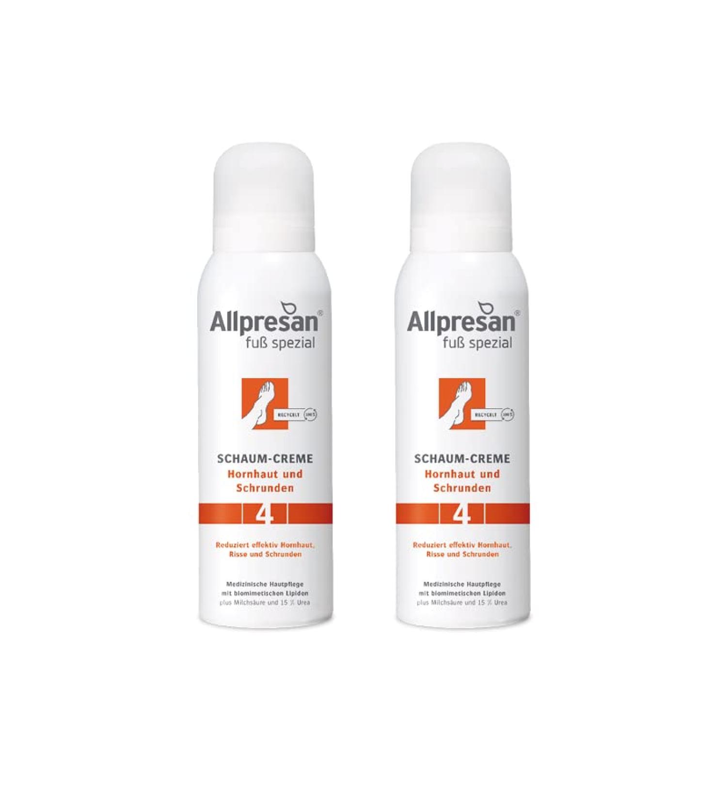 Allpresan Foot Special No. 4 Foam Cream - Calluses and Cracks - For daily care of calloused foot skin - 2x125 ml