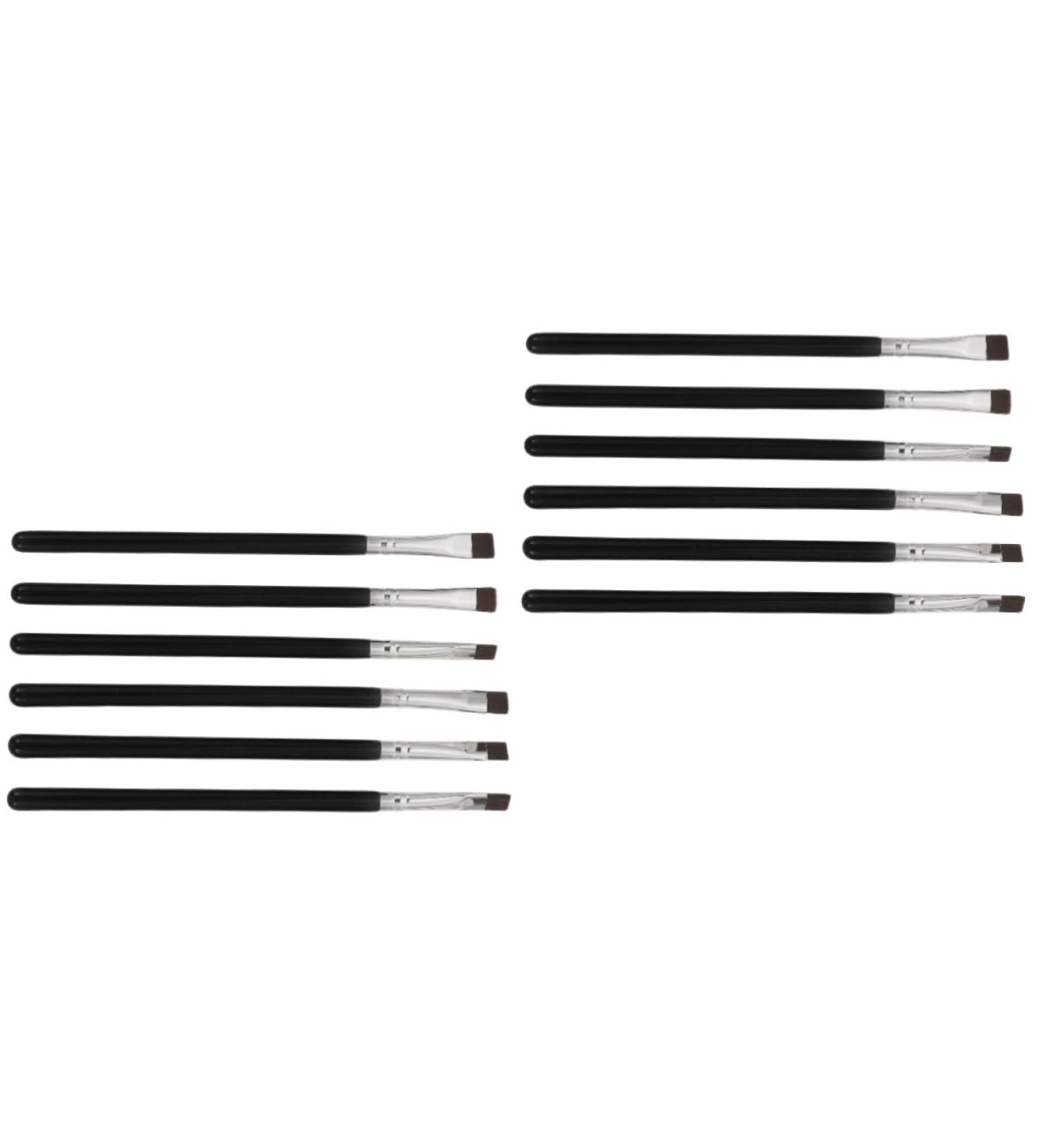 Healeved 12 Pcs Flat Eyebrow Brush Makeup Eyeshadow Cosmetics Brush Eyeshadow Brush Black Artificial Fiber - Buy Online on GoSupps.com