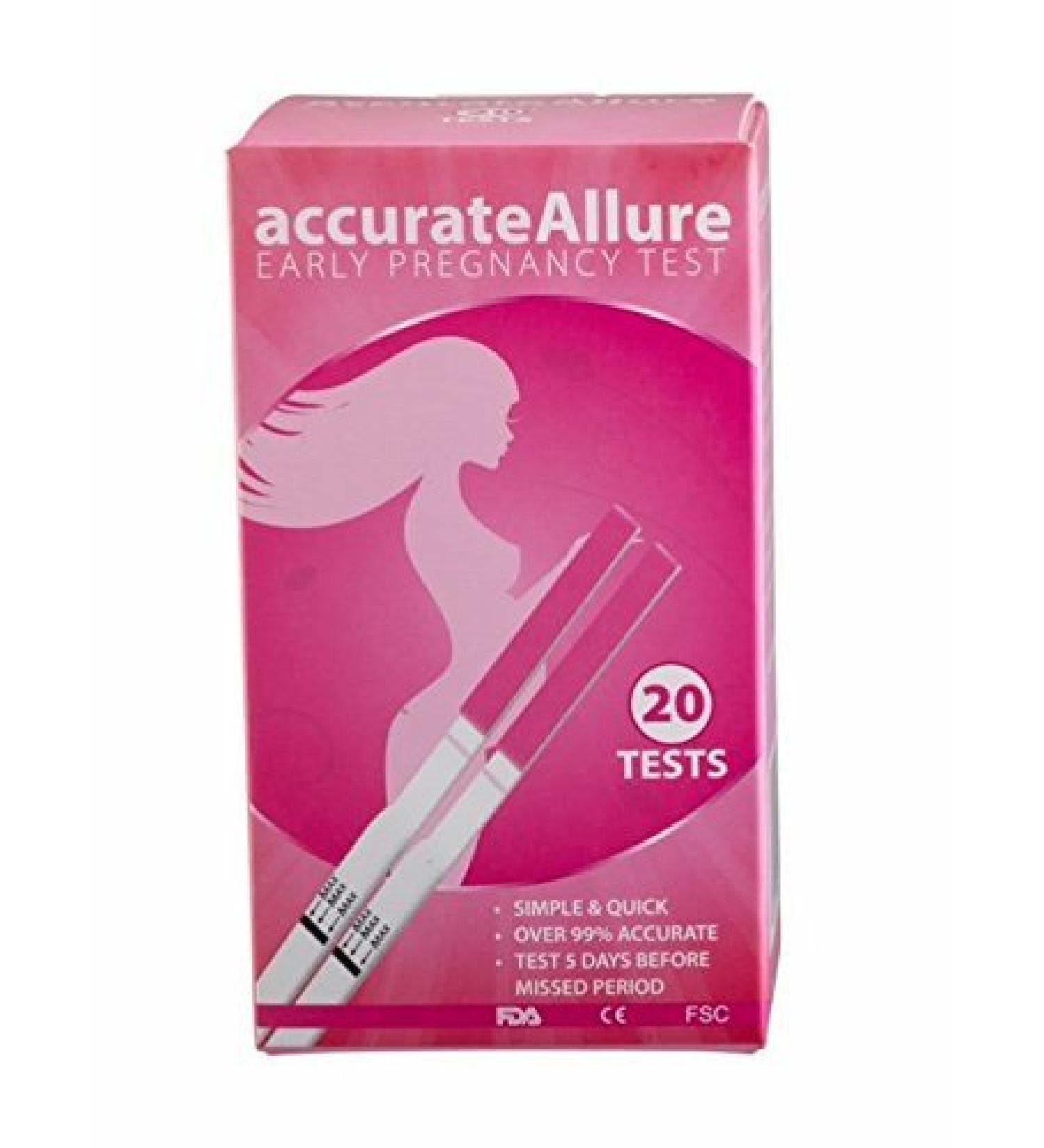 Accurate Allure Pregnancy Tests (20 Pack) | Reliable Early Response Strips | Clinical Accuracy to 99.9% | Fast Results in 5 Minutes | Easy-to-Use Home Pregnancy Kit - Buy Online on GoSupps.com