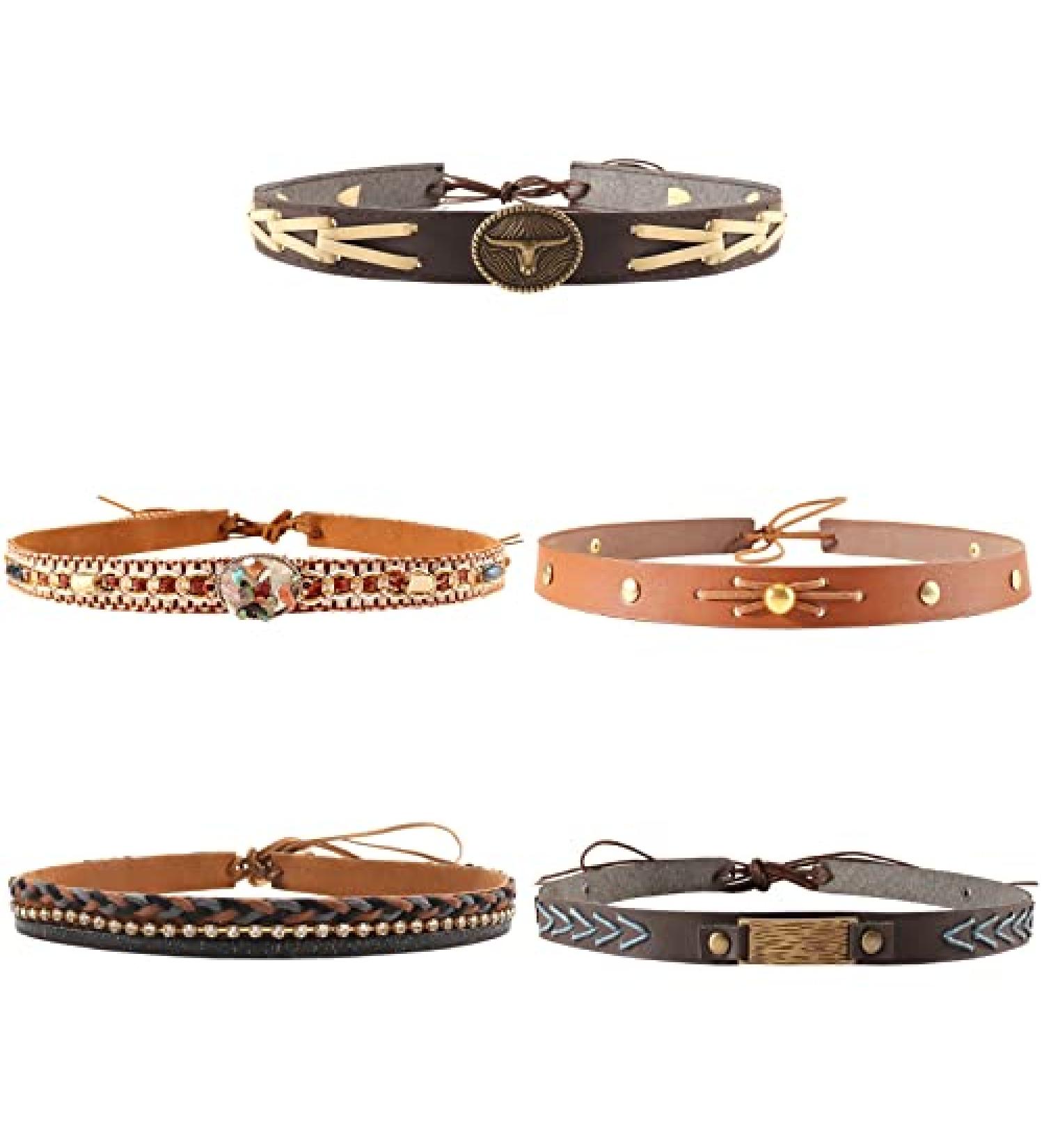 Homiton 5Pcs Handmade Ethnic Cowboy Hat Bands for Straw, Felt, Fedora, and Panama Hats - Buy Online on GoSupps.com