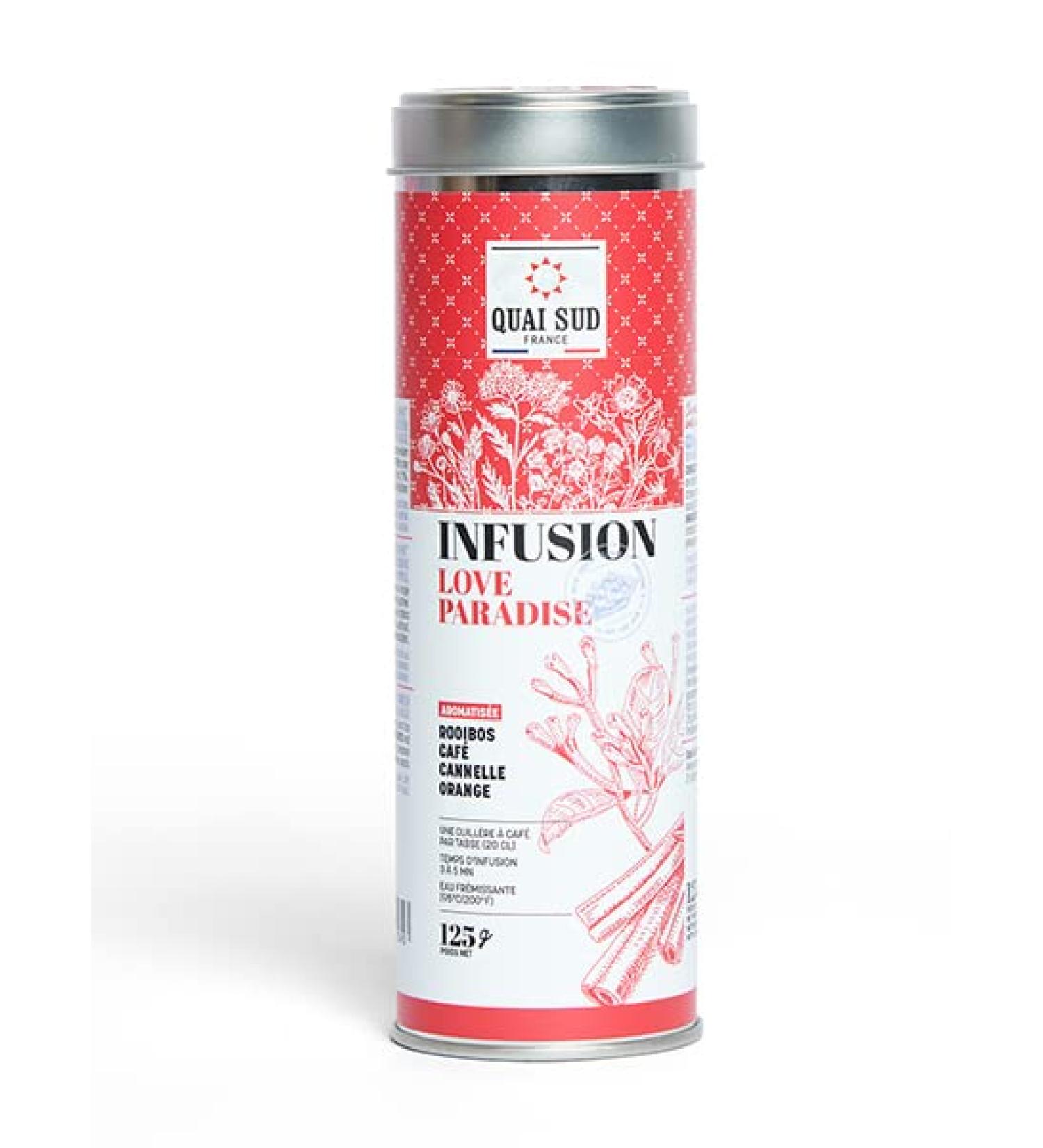 INFUSION LOVE PARADISE AROMATIS E ROOIBOS - CAF - CANNELLE - ORANGE Bo te Ronde 125 g