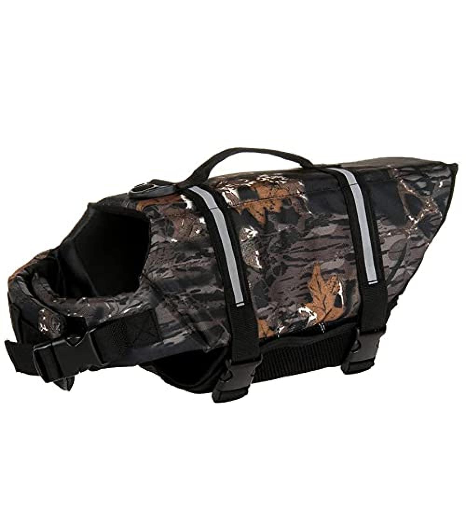 Dog Life Jacket for Swimming | Safety Coat Vest with Handle | Camouflage Dark XL for Small & Large Dogs - Buy Online on GoSupps.com