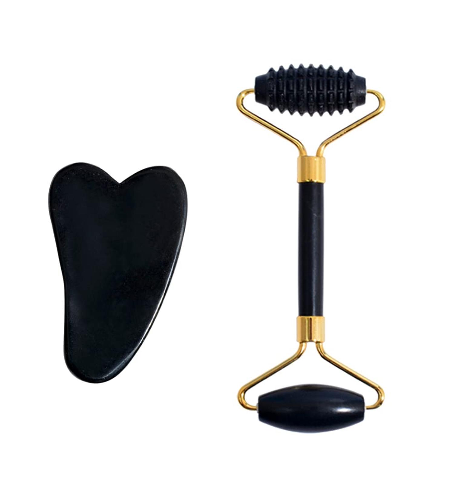 Beaupretty Obsidian Face Massager Set - 2pcs Facial Roller & Miss Horns Beauty Tool for Glowing Skin - Buy Online on GoSupps.com
