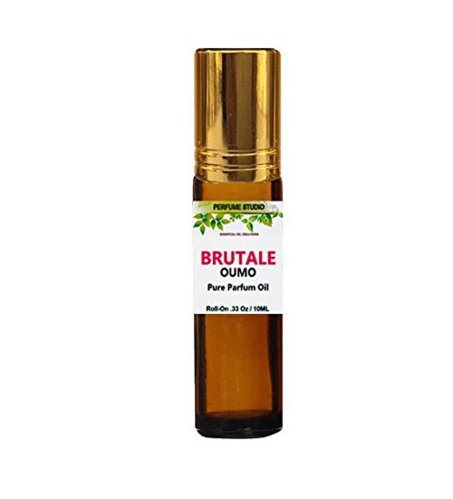 Brutale Uomo Perfume for Men - Amber Glass Roll on Bottle with Glass Ball Roller Gold Cap 10ml
