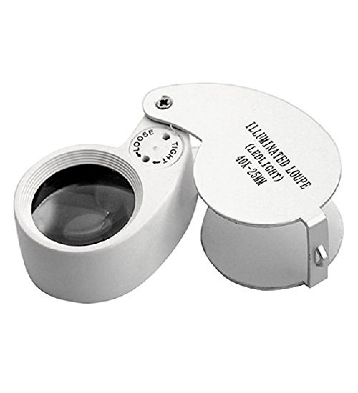 Plauauyt Jewellers Lens Glass Loupe 40X 25mm Eye Magnifier 2 Lights - Buy Online on GoSupps.com