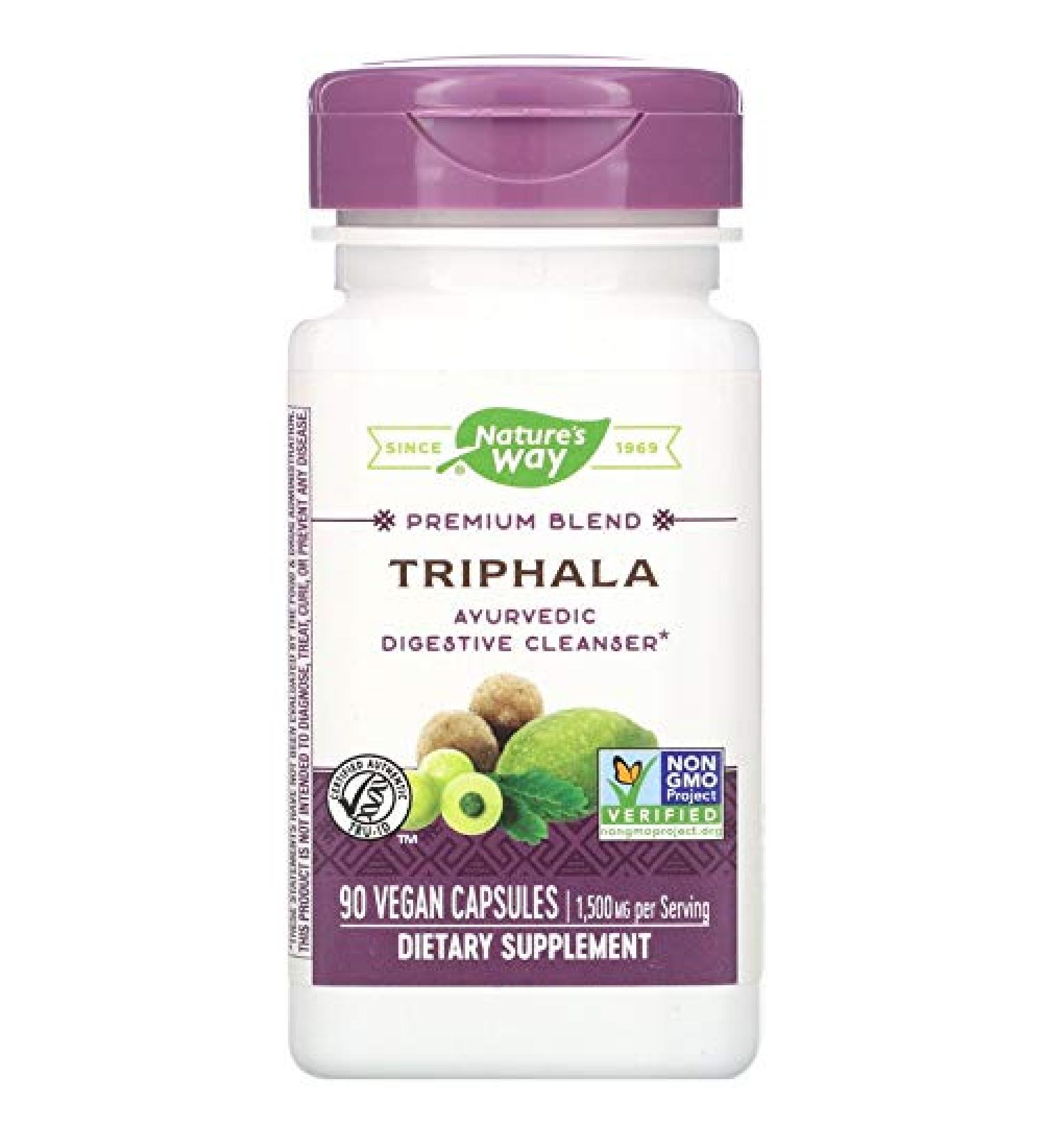 Nature's Way Premium Blend Triphala - 90 Vegan Capsules for Digestive Health - Buy Online on GoSupps.com