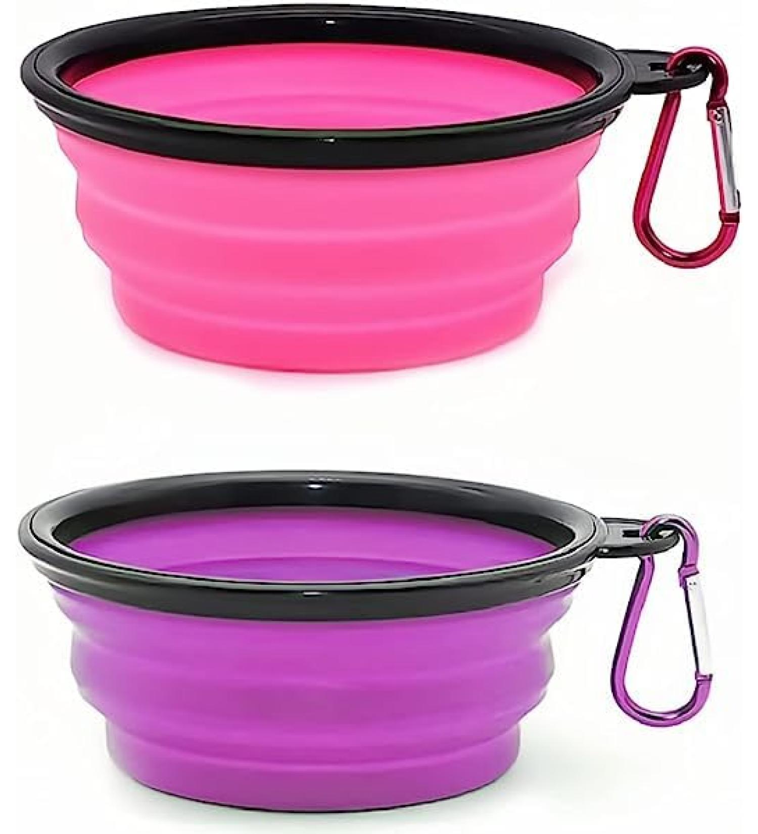 Collapsible Dog Bowl Collapsible Dog Water Bowls for Cats Dogs Portable Pet Feeding Watering Dish Portable Dog Water Food Bowl with Carabiner Pet Feeding Cup Dish for Traveling Walking Parking (Small Pink+Purple) Small Pink+purple - Buy Online on GoSupps.com
