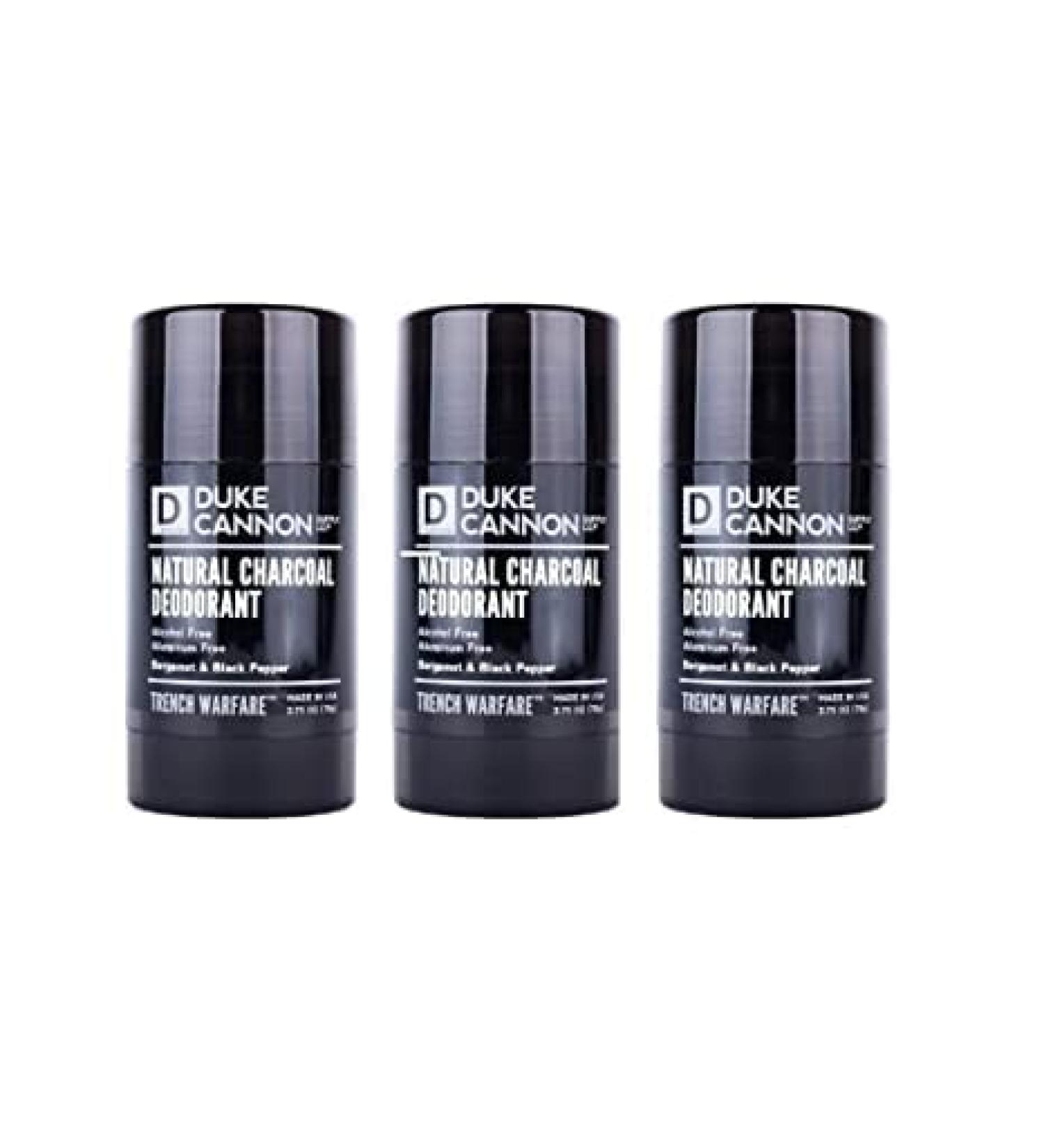 Duke Cannon Trench Warfare Natural Charcoal Deodorant for Men 3-Pack - Bergamot & Black Pepper | Aluminum-Free, Alcohol-Free, Long-Lasting Formula for Sweat & Odor Protection - Buy Online on GoSupps.com