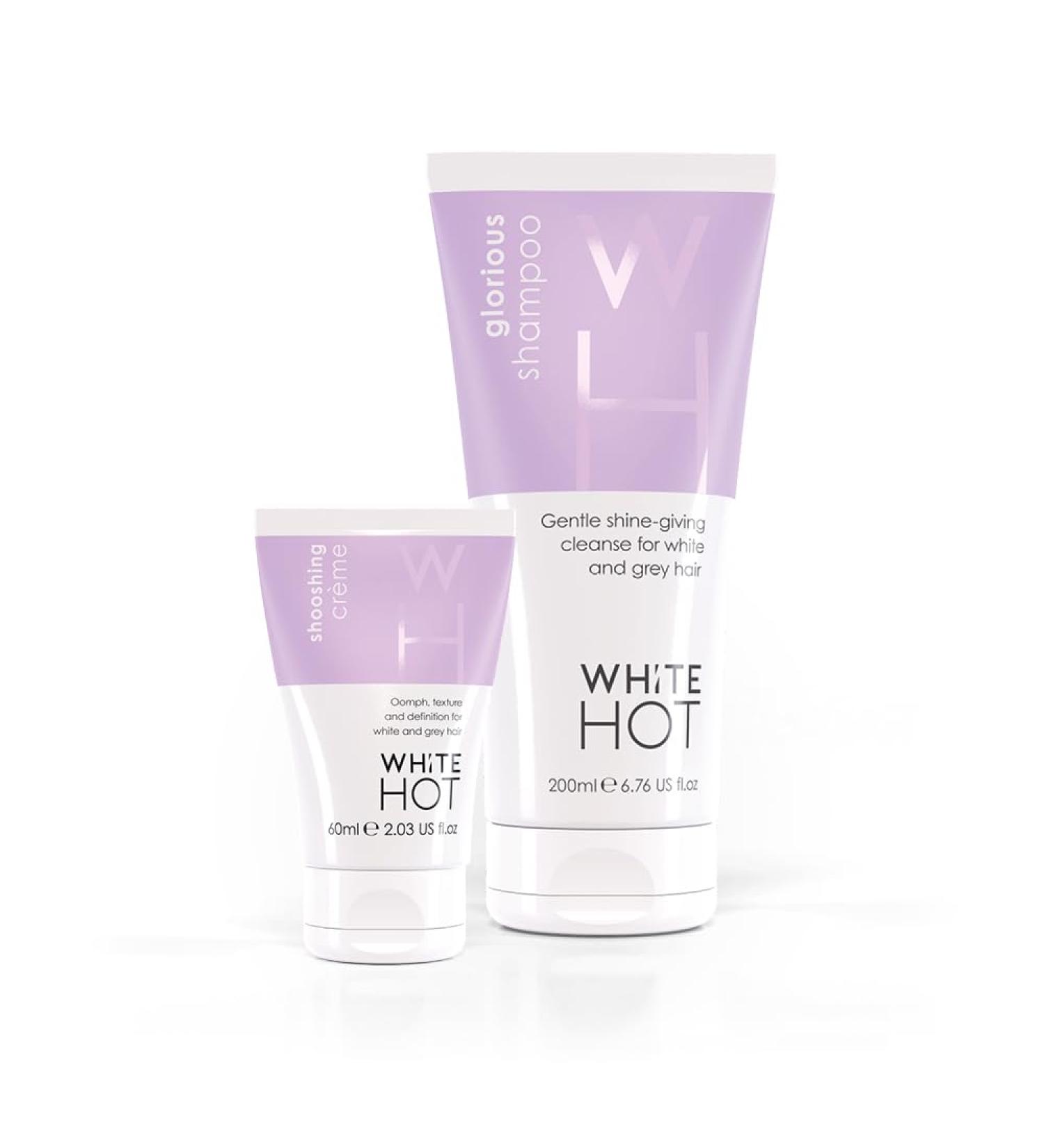 White Hot Short Hair Duo: Glorious Shampoo & Shooshing Cr me for Volume & Oomph in Grey & White Hair - Shop Internationally - Buy Online on GoSupps.com