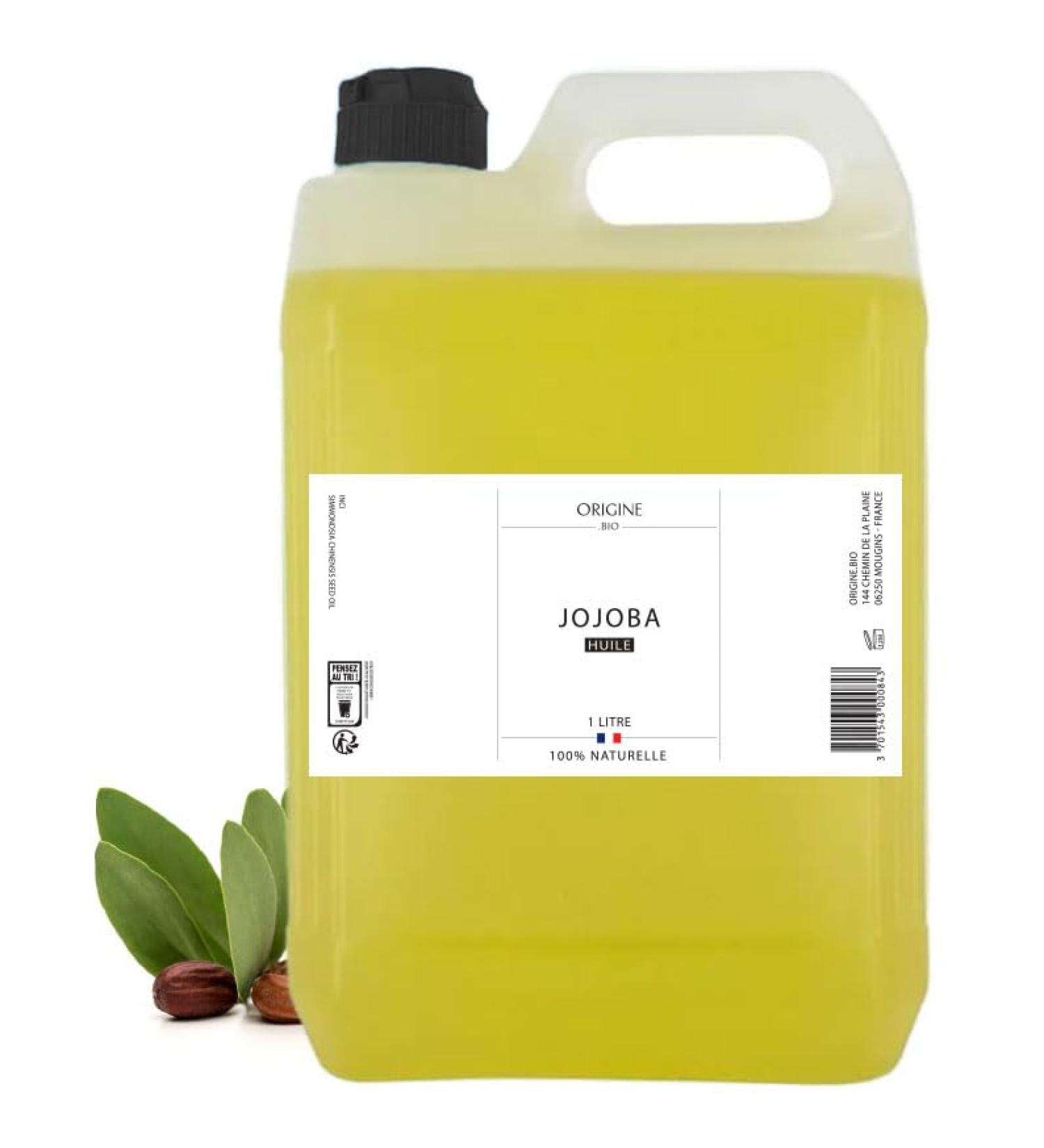Origine Bio - Huile De Jojoba 5 Litres - Press e Froid 100% Pure et Naturelle Cheveux Peau Visage Corps Barbe - Marque Fran aise - Bouteille en Verre Corps Visage Massage Jojoba oil