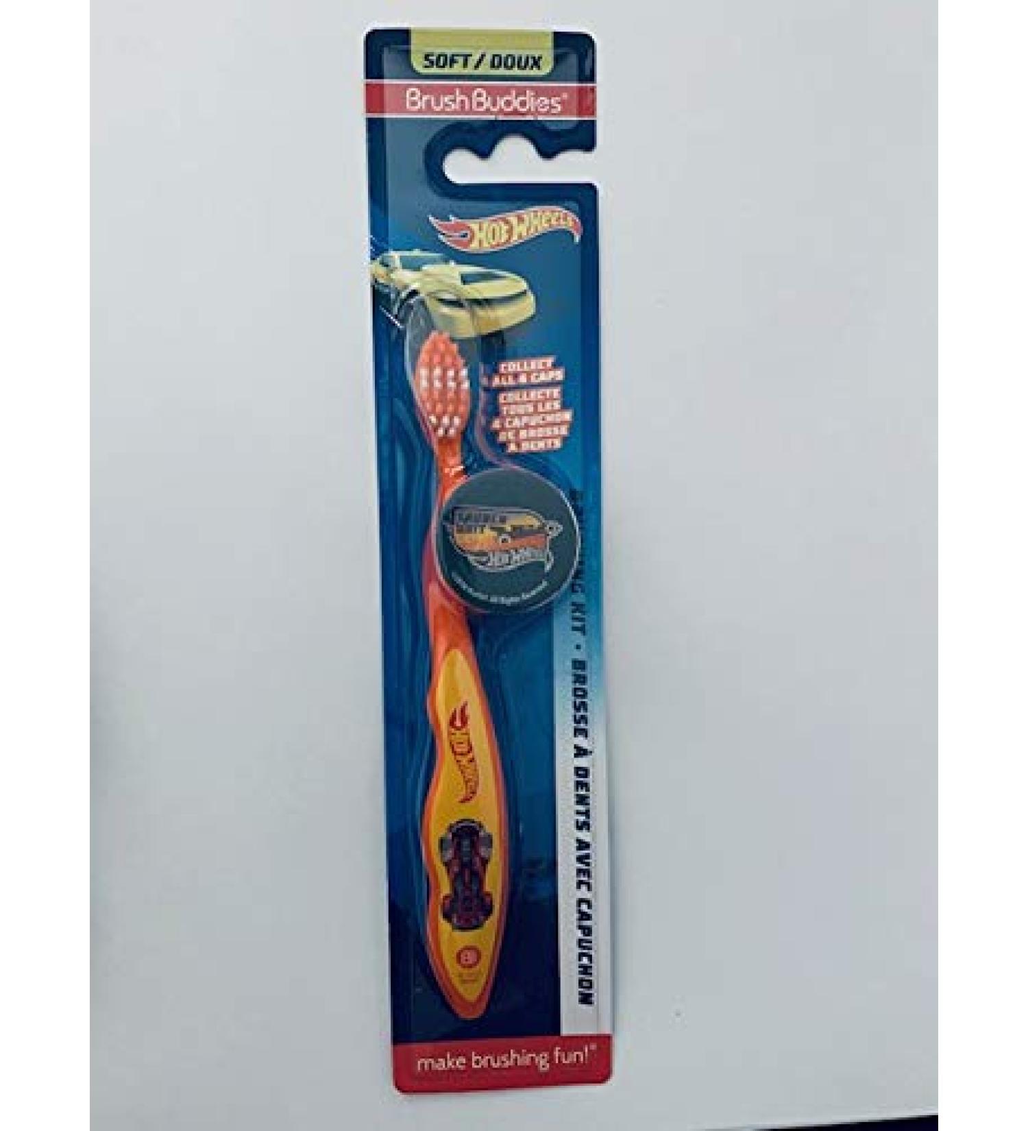 Brush Buddies Hot Wheels Toothbrush with Bristle Cover - Soft Human Powered