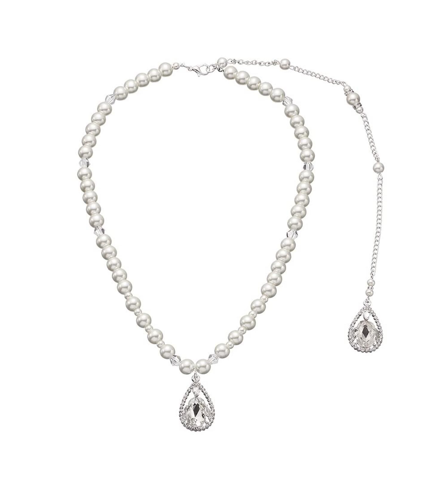 Minzaos BETHYNAS Bridal Pearl Backdrop Necklace - Elegant Wedding Accessory for Women and Girls - Buy Online on GoSupps.com