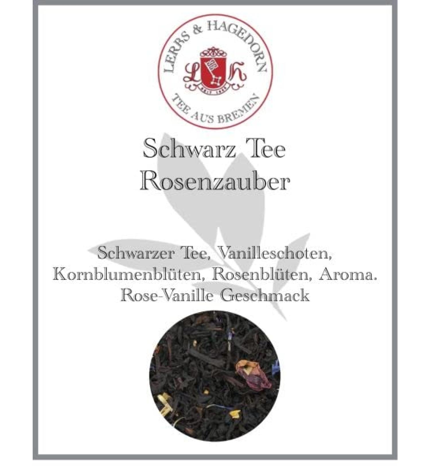  Lerbs & Hagedorn Lerbs & Hagedorn Black Tea - Rosenzauber - Rose Vanilla Flavor - 250 g (approx. 20 l) - Vanilla pods cornflower petals rose petals - Buy Online on GoSupps.com