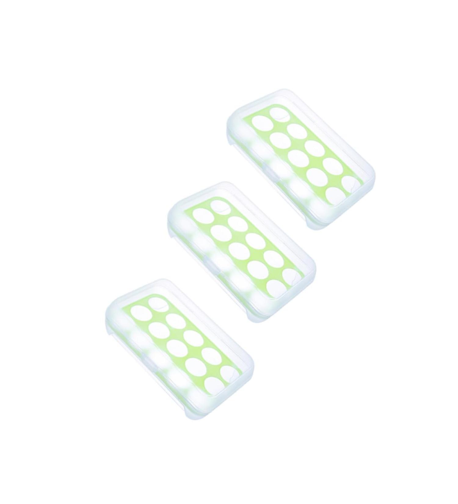 Yardenfun 3pcs Eggs Dispenser Serving Tray Containers for Food Egg Holder Storage Box Portable Egg re-usable Green 25*15.5*7.2cm - Buy Online on GoSupps.com