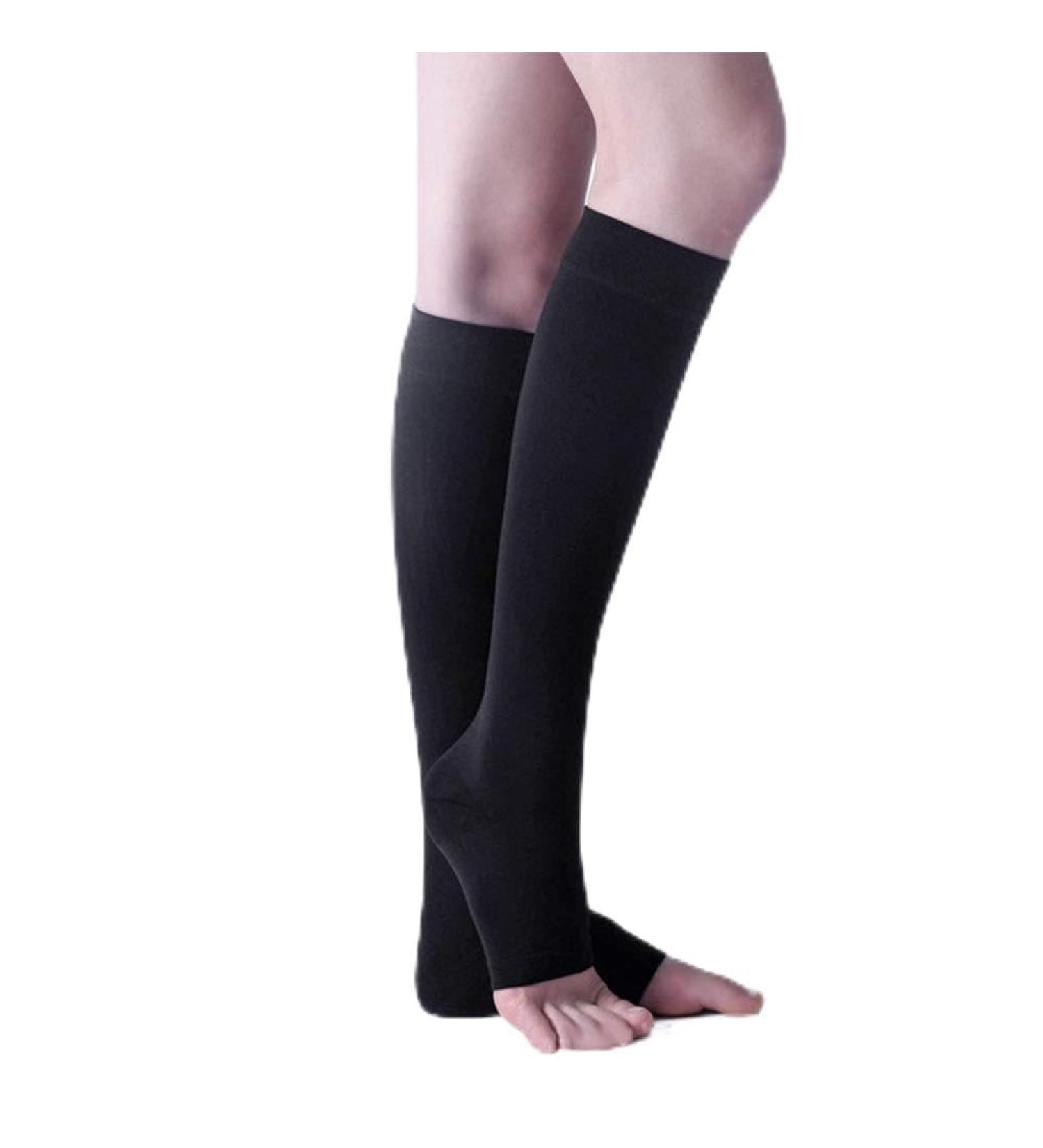 Keephen Medical Knee High Compression Stockings for Varicose Veins & Edema - Grade II (23-32mmHg) - Black Open Toe - Buy Online on GoSupps.com