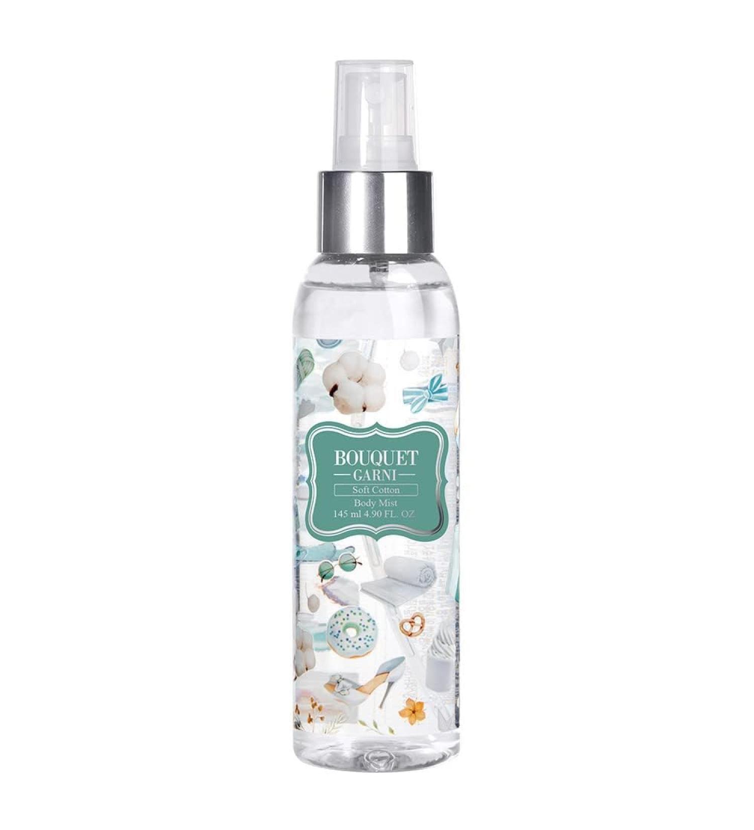 Bouquet Garni Hair & Body Mist Soft Cotton Fragrance - Long-lasting Moisture & Fragrance Mist for Women Low Irritation (Containing Vitamin E Citrus Acid) - 4.9 oz