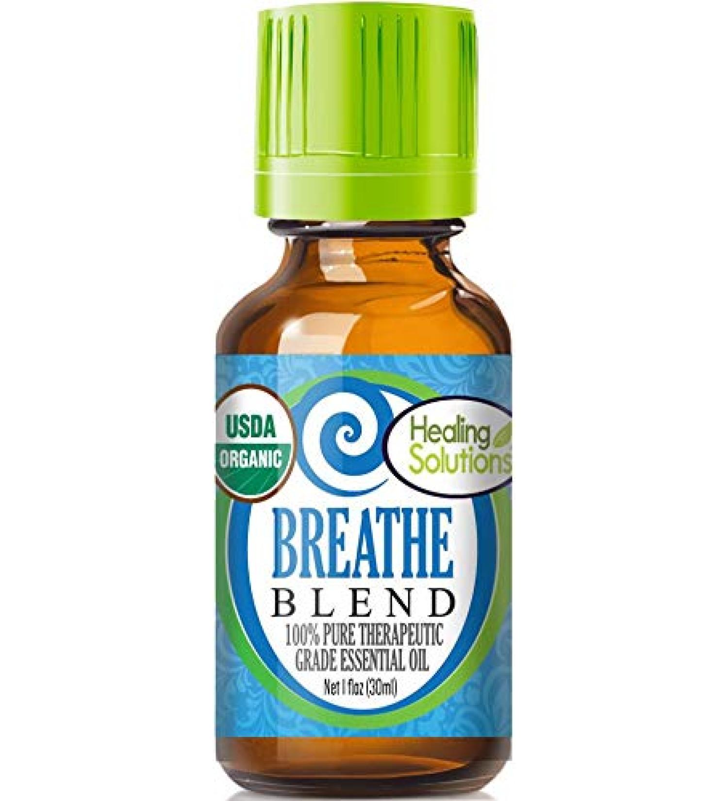 Healing Solutions Breathe Easy Organic Essential Oil - Pure & Undiluted Essential Oil Blend for Diffuser Humidifier Aromatherapy - 1 oz (30ml) - Buy Online on GoSupps.com