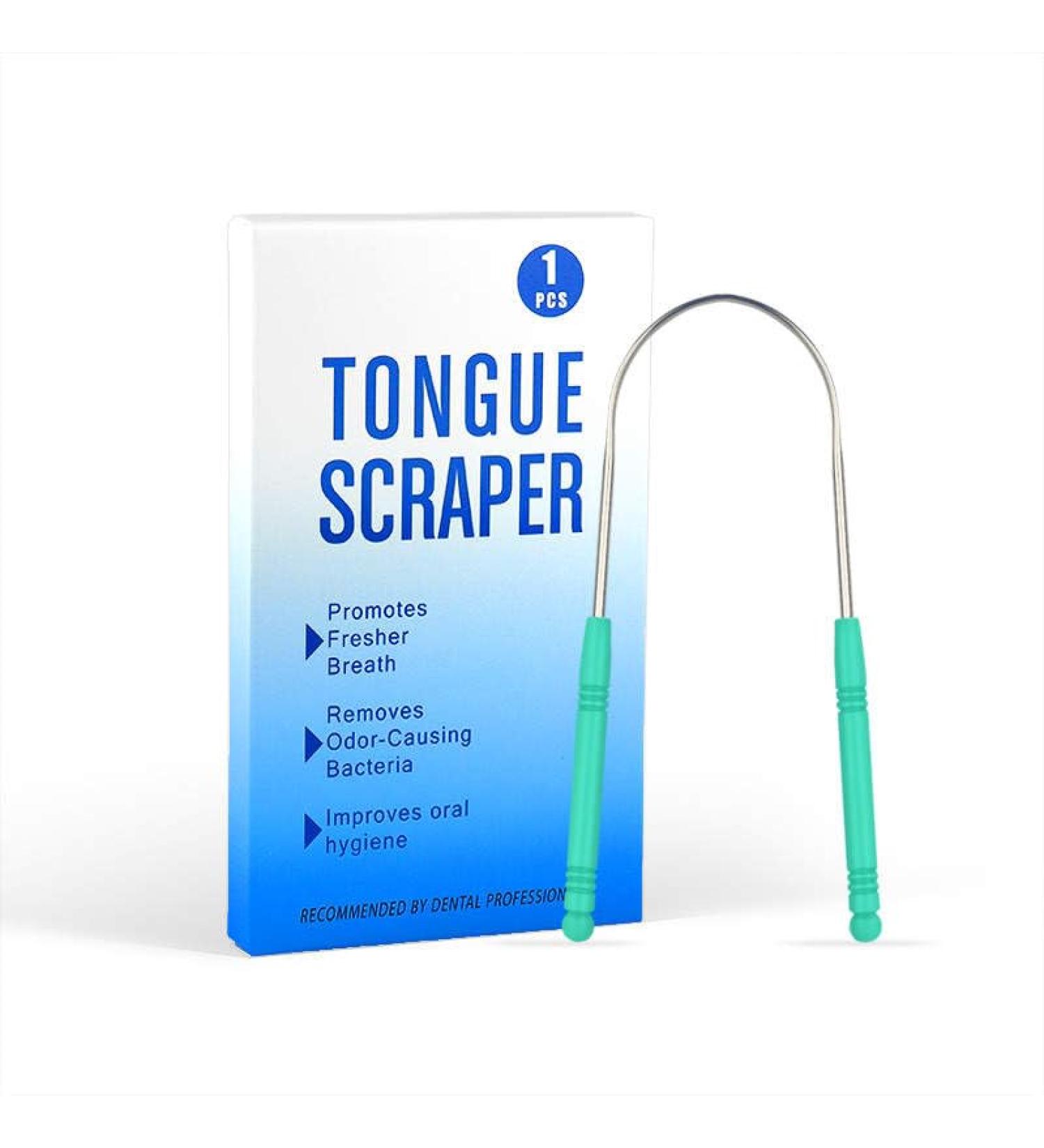 TraceD Tongue Scraper - Green & Pink Stainless | Premium Oral Hygiene Tool - Ship Internationally - Buy Online on GoSupps.com