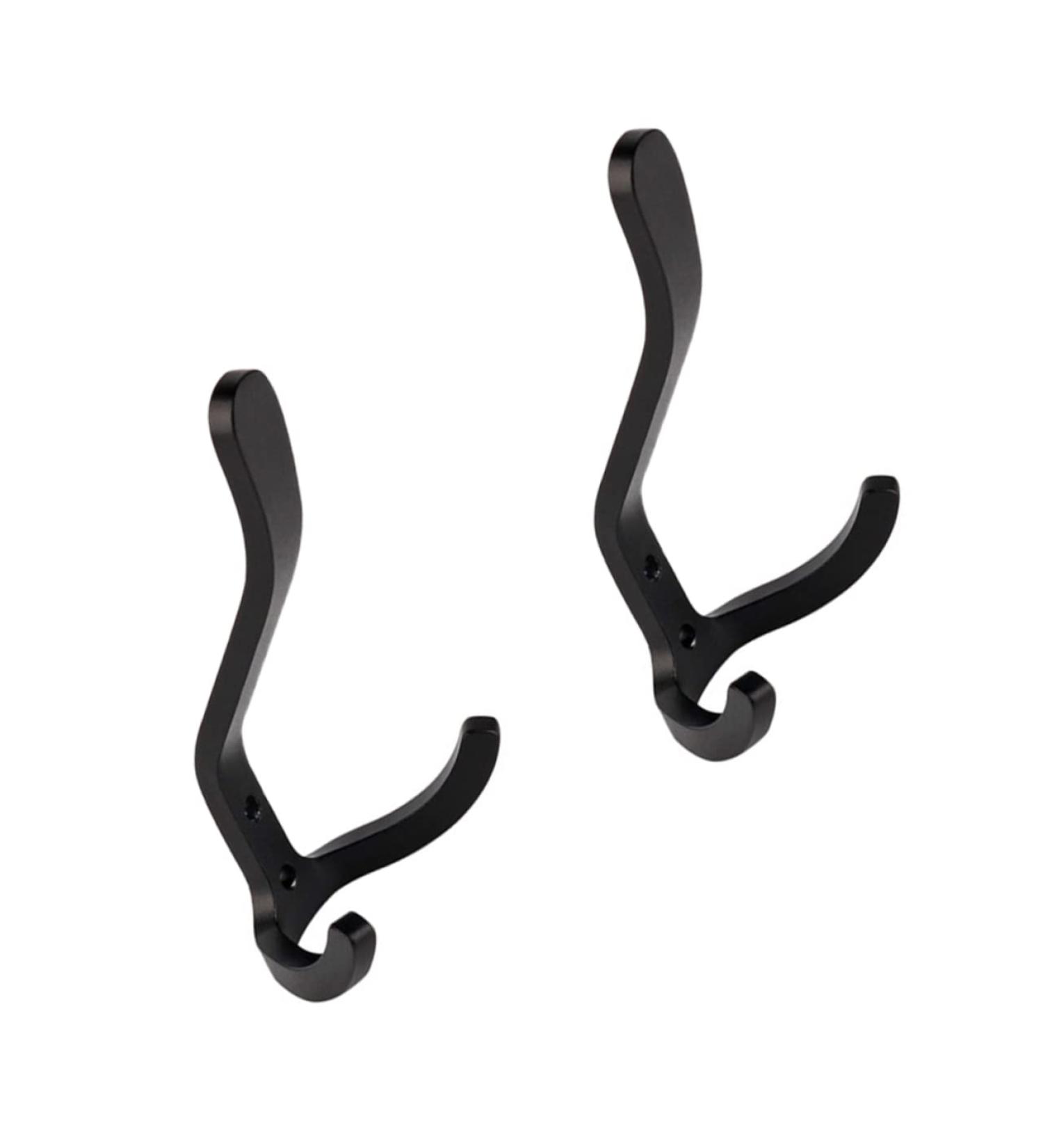 STOBAZA 2pcs Hook up Wall Hooks for Coats Hat Hooks Double Prong Hook Aluminum Hooks Child Clothing Cupboard 11X6X4CM Black - Buy Online on GoSupps.com