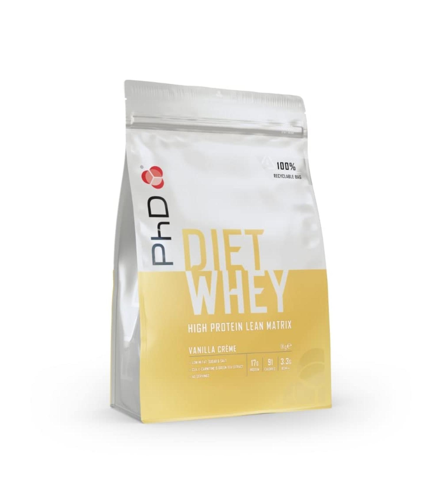 PhD Nutrition Diet Whey Vanilla Cr me Protein Powder - 40 Servings (1kg) - Buy Online on GoSupps.com