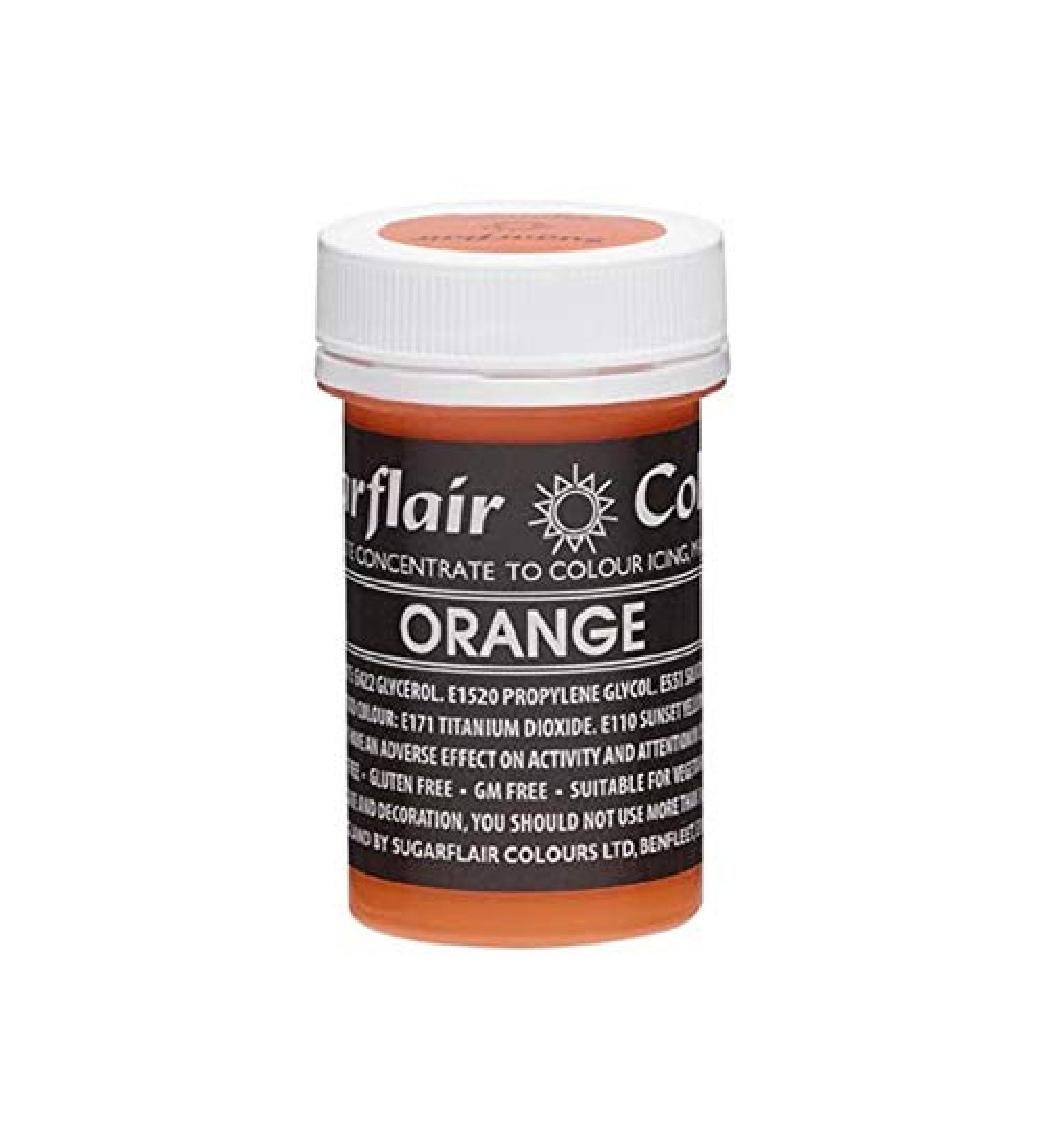 Sugarflair ORANGE Pastel Paste Gel Edible Concentrated Food Icing Colouring 25G