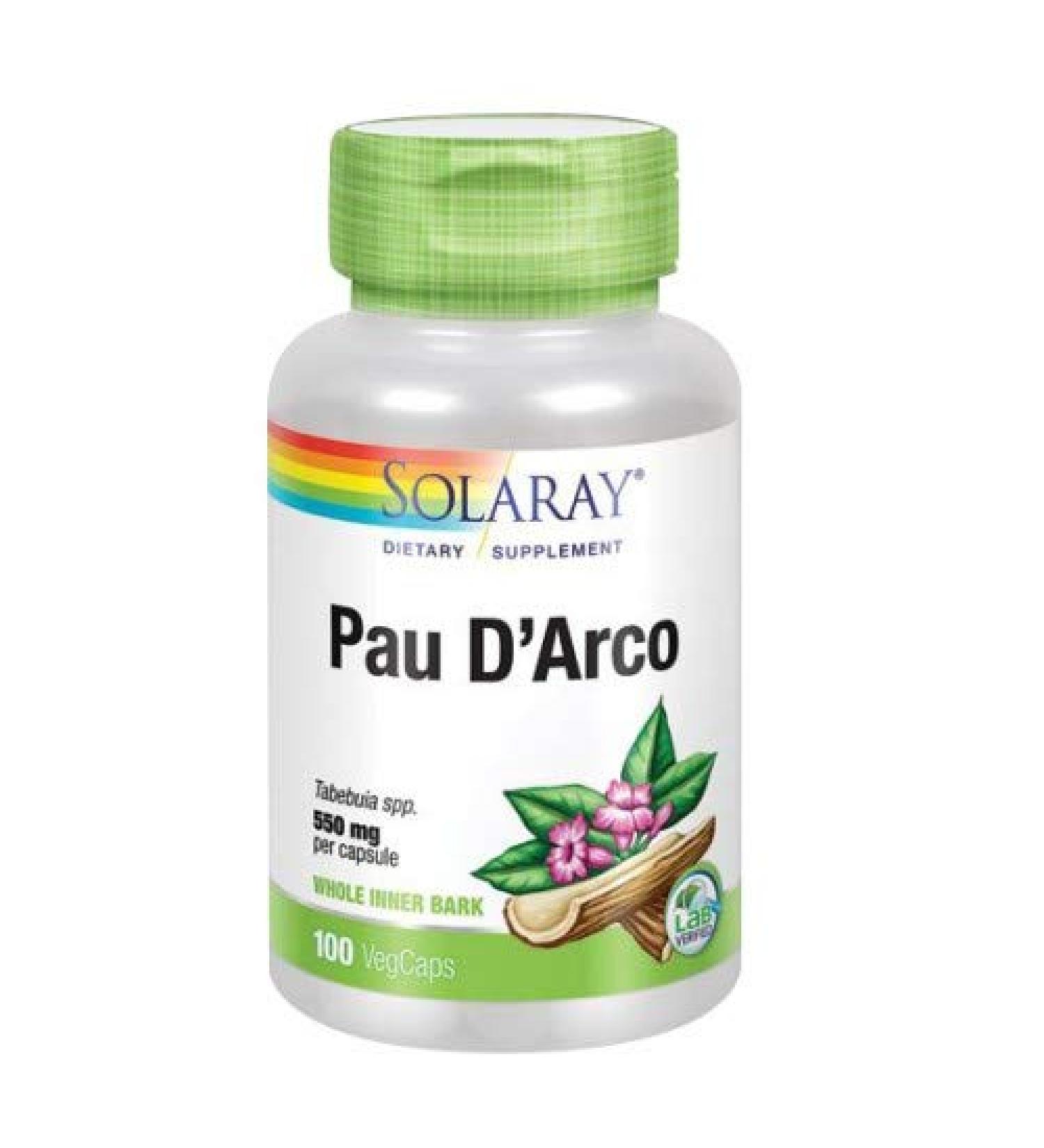 Solaray Pau D'Arco 550 mg - 100 Vegan Capsules | Immune Support & Antioxidant - Buy Online on GoSupps.com