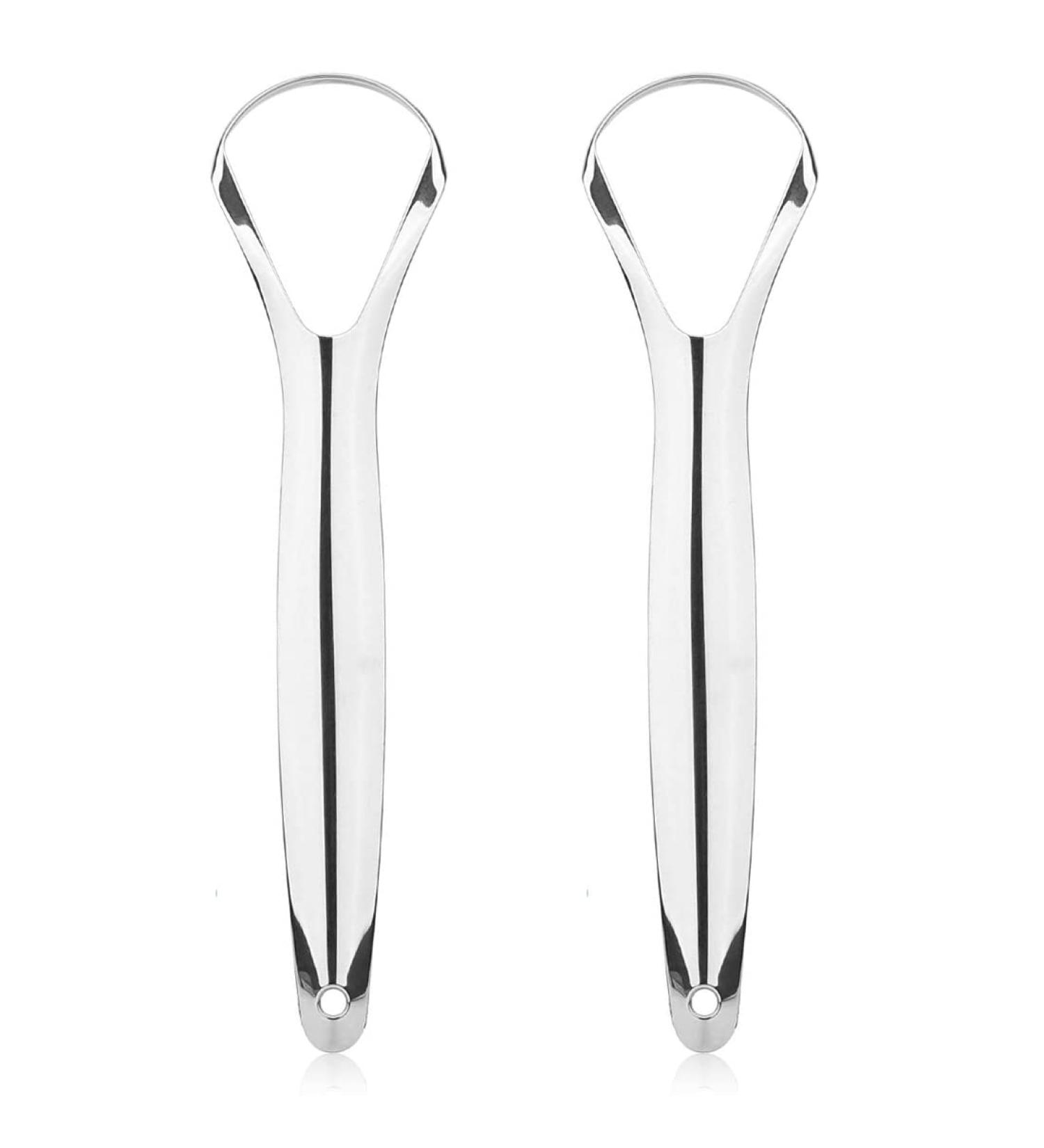 Buy Clyhon Stainless Steel Tongue Cleaner Set - 2 Pieces | Ayurvedic Antimicrobial Tongue Scraper for Bad Breath - Buy Online on GoSupps.com