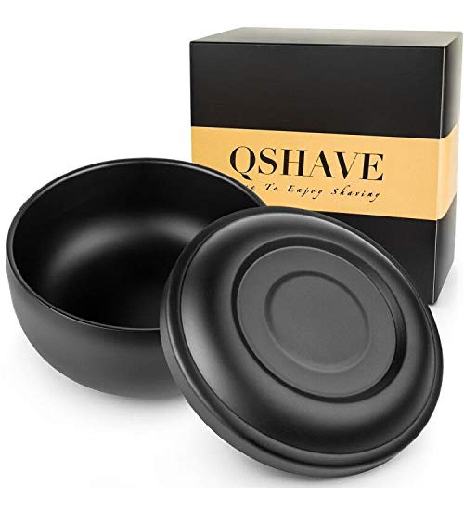 QSHAVE Stainless Steel Shaving Bowl with Lid - 4 Large Deep Size, Matte Black Chrome Coating - Buy Online on GoSupps.com