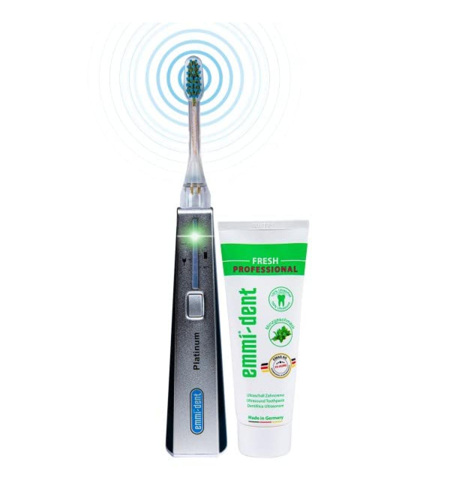 EMMI-DENT Electric Toothbrush Set | 100% Ultrasound Technology for Sensitive Teeth & Gums | Removes Harmful Plaque with Nano Bubble Toothpaste - Shop Internationally - Buy Online on GoSupps.com