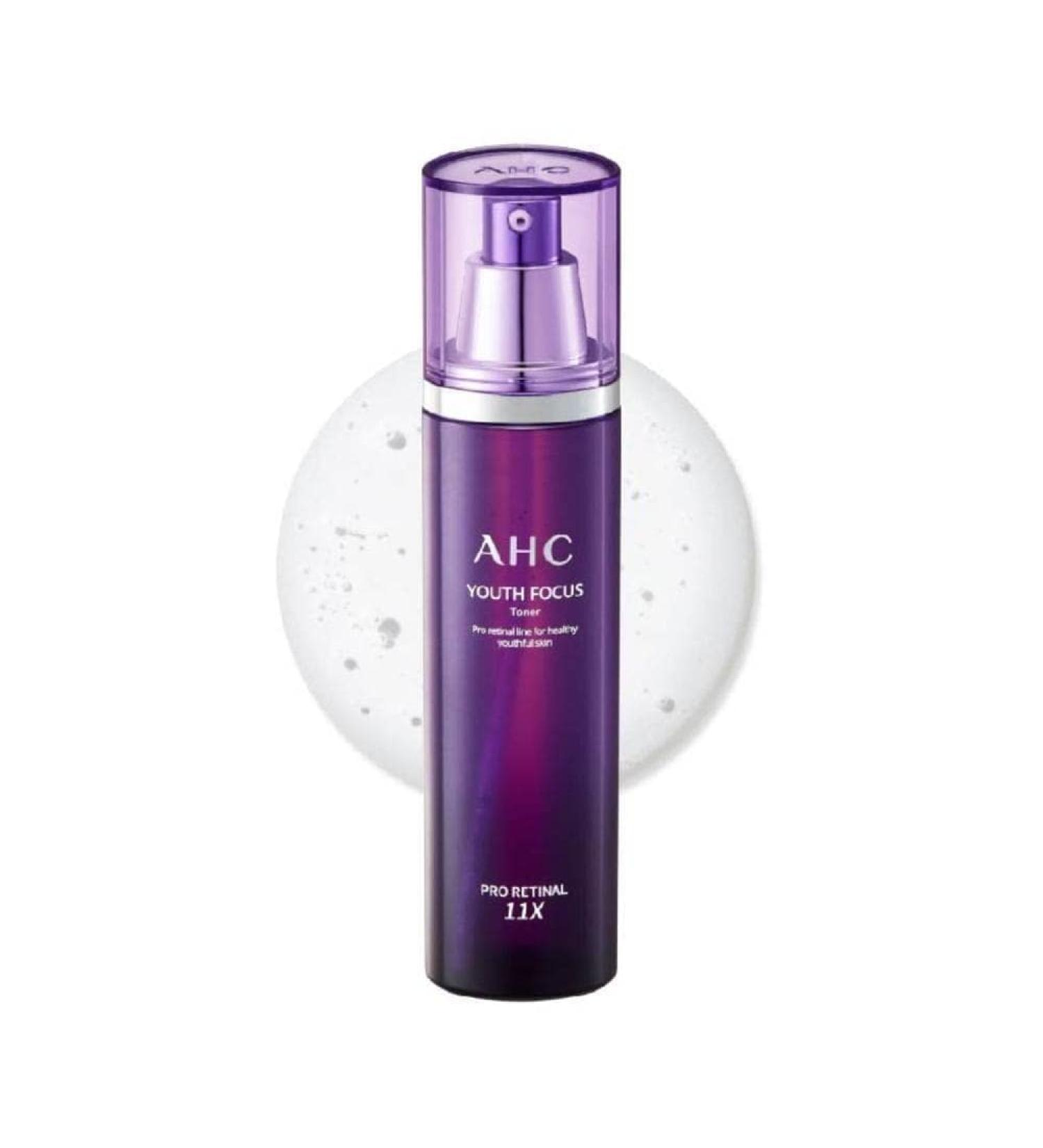 AHC Youth Focus Skin Toner with Pro Retinal for 11x faster conversion than Retinol to help reduce the appearance of fine lines and wrinkles for hydrated youthful skin with Korean skincare 130 ml
