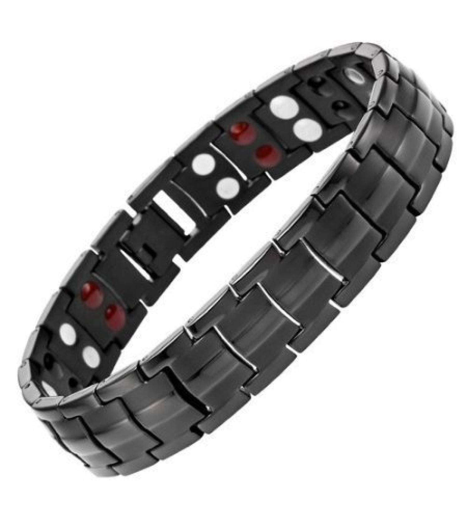 Willis Judd New Mens Black Four Element Titanium Magnetic Bracelet & Free Link Removal Tool