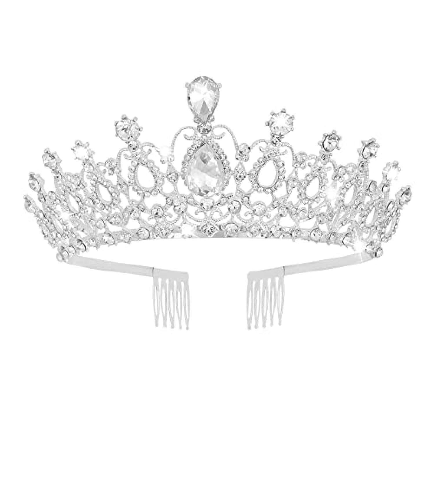 Sibba Rhinestone Crystal Tiara Comb - Bridal Wedding Princess Headwear | Silver Heart Crown for Bridesmaid, Prom, Birthday Party - Buy Online on GoSupps.com