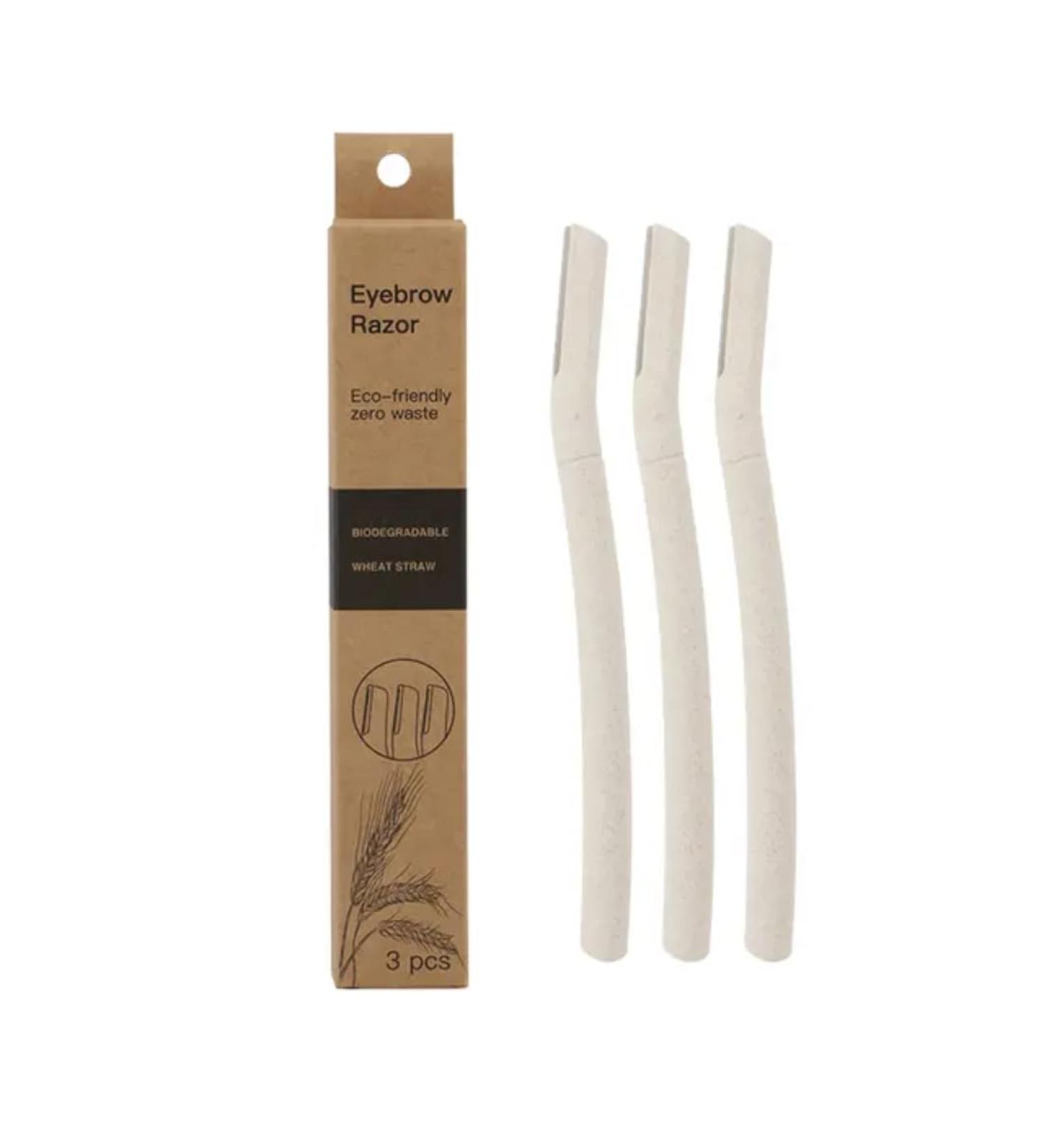 Eco-Friendly Dermaplaning Razor - Biodegradable Wheat Straw Handle Stainless Steel Blade & Micro-Guard for Sustainable Skin Exfoliation - Buy Online on GoSupps.com