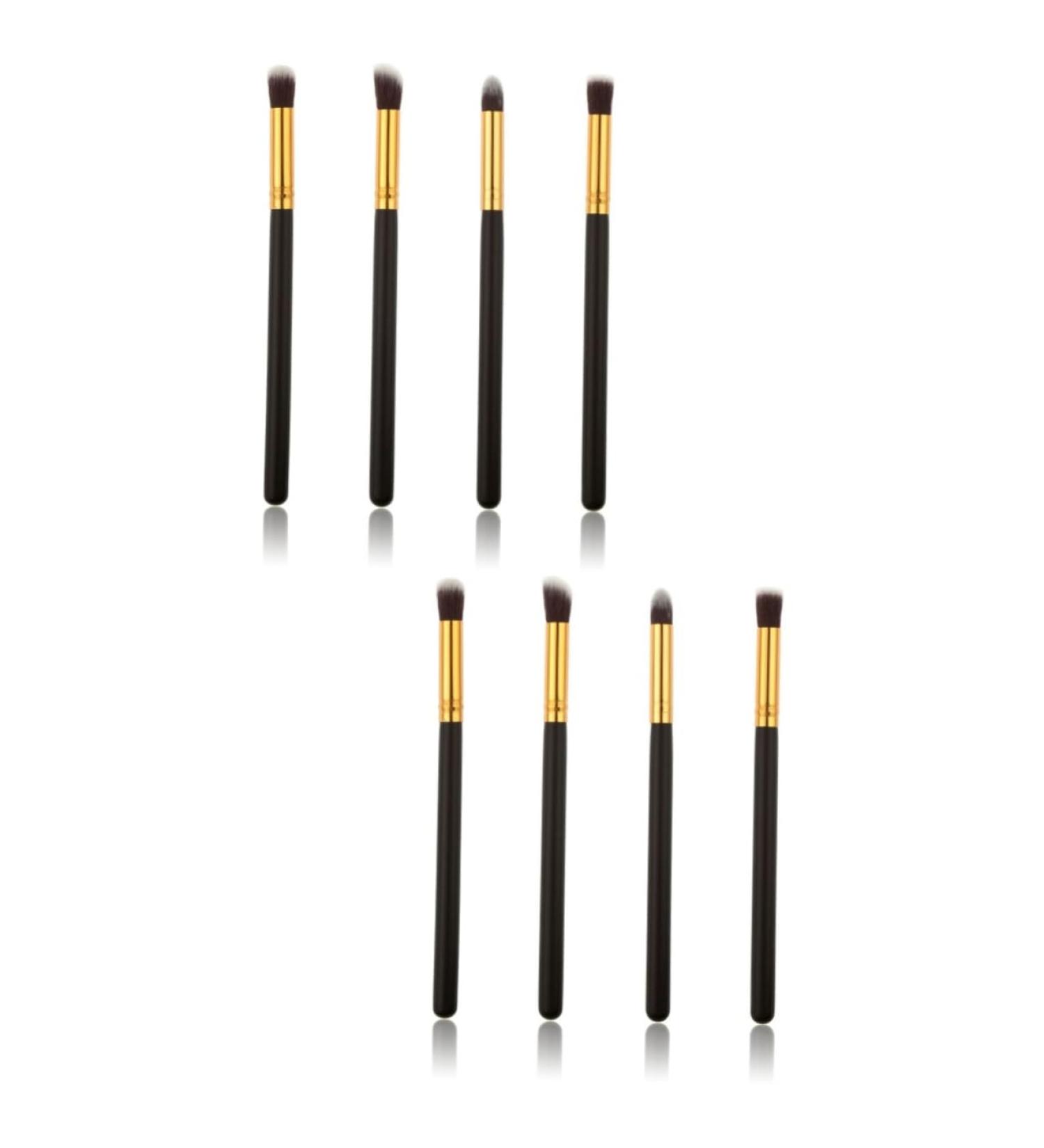 Healeved 8 Pcs Eye Make-up Brush Kit Eyeshadow Brushes Professional Eyebrow Brushes Highlighter Brushes mediumx2pcs Black+goldx2pcs - Buy Online on GoSupps.com