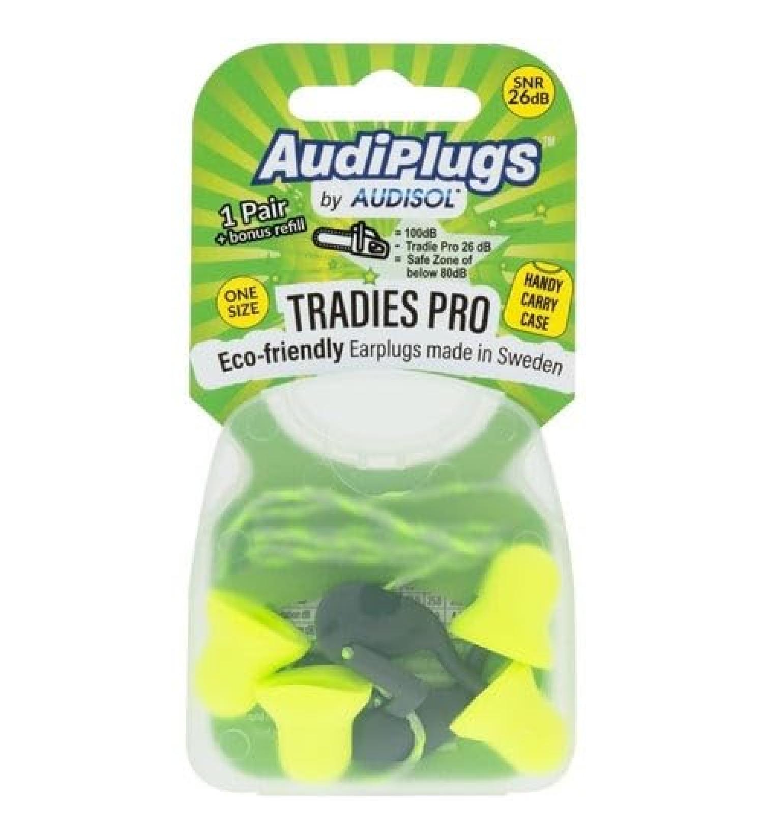 Audiplugs Tradies Pro 1 Pair + Bonus Refill