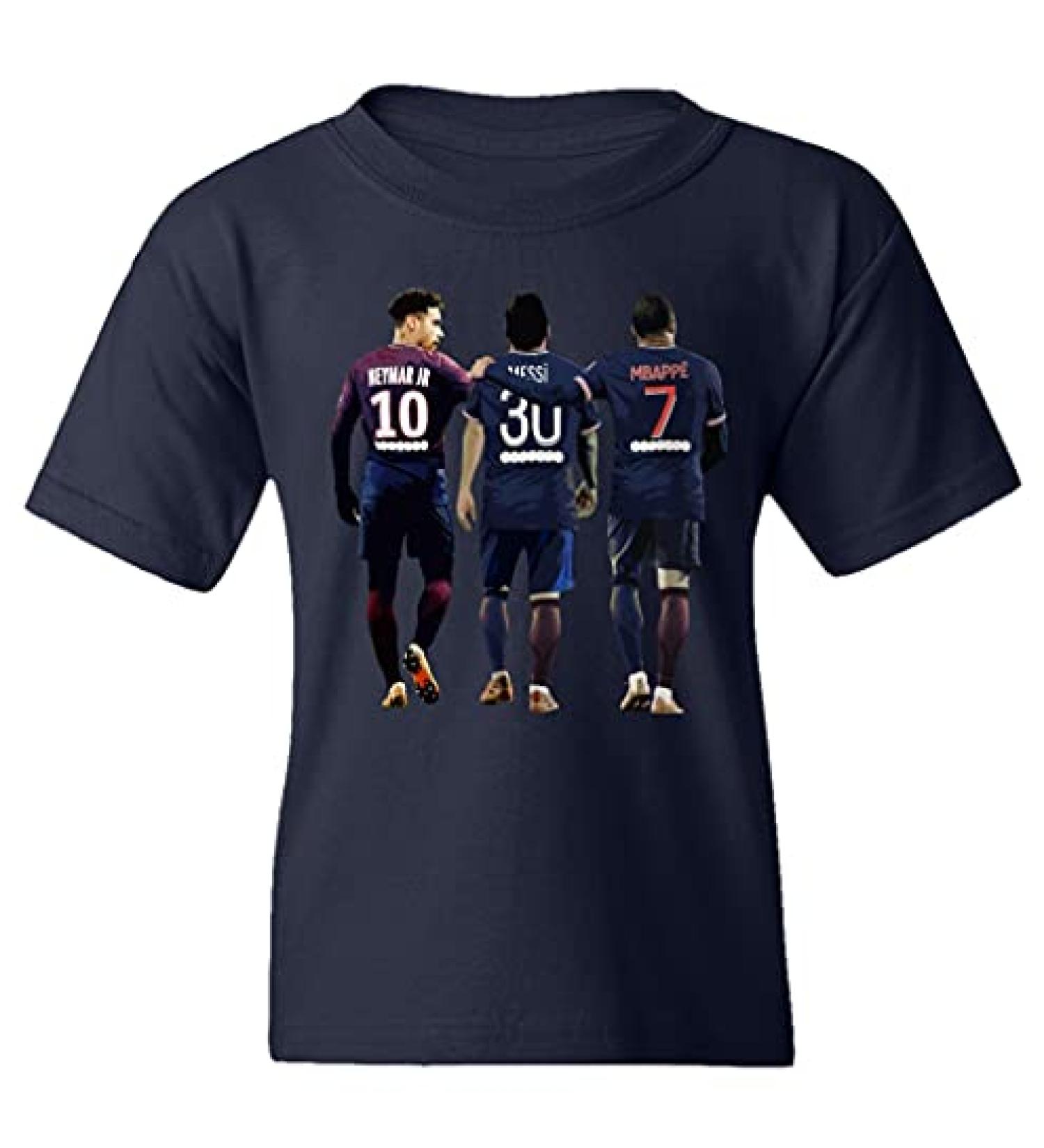 Paris Football Trio Leo Goat Soccer Team Boys Girls Youth T-Shirt Navy Medium