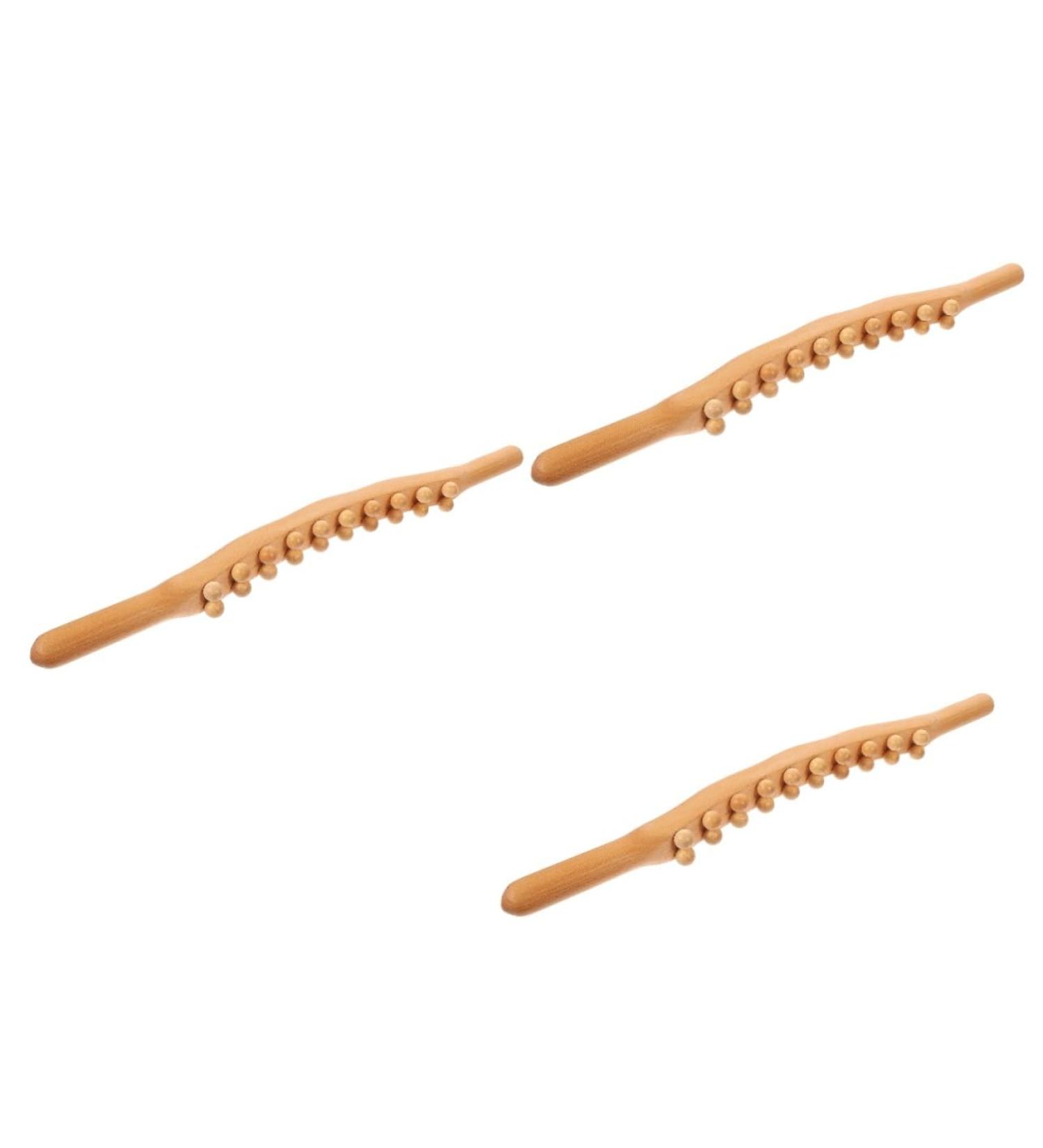 Partykindom 3-Stick Roll Rod with 20 Balls - Trigger Point Leg Massage & Gua Sha Tools for Sore Muscles - Multifunctional Wood Body Massage Stick for Fitness - Buy Online on GoSupps.com