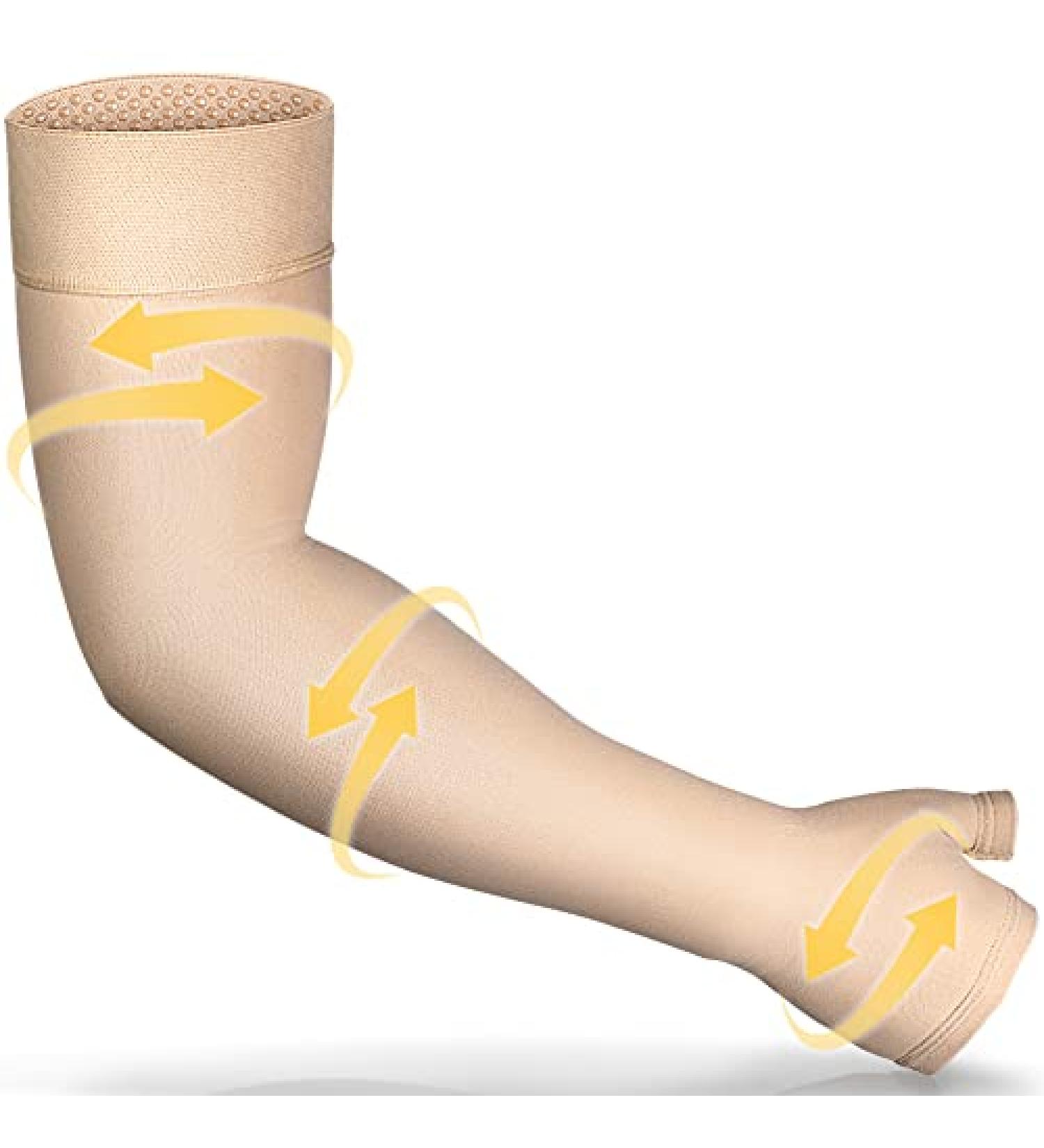 Ailaka Lymphedema Compression Arm Sleeve with Gauntlet - 20-30 mmHg Medical Support Brace for Pain Relief and Post Surgery Recovery - Beige - Large (Single) - Buy Online on GoSupps.com