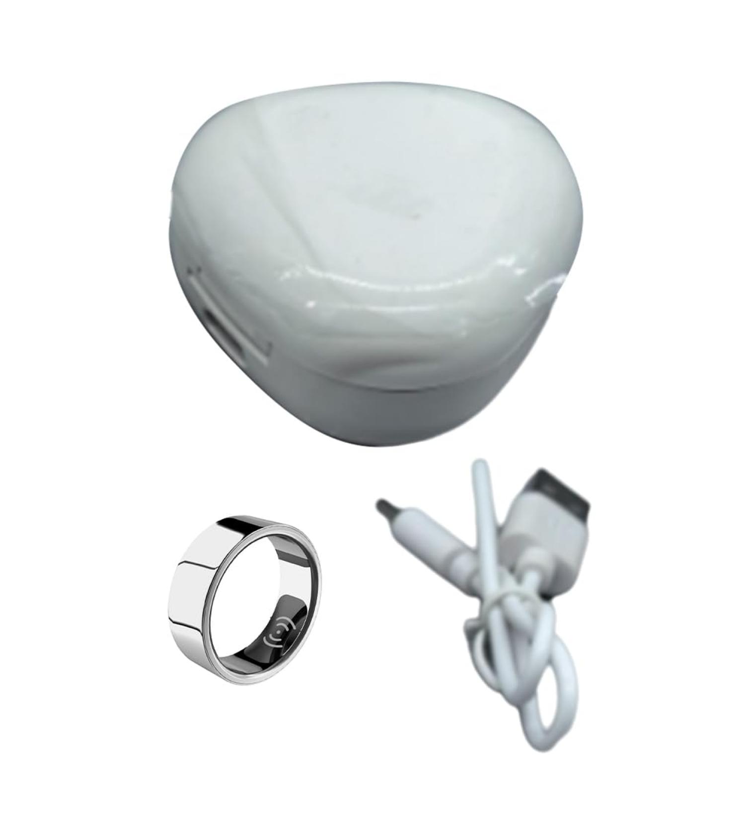 FYOBOT Smart Ring - Health Monitor for Men & Women | Thermometer Blood Pressure Heart Rate & Sleep Tracking | IP68 Waterproof Silver - Buy Online on GoSupps.com