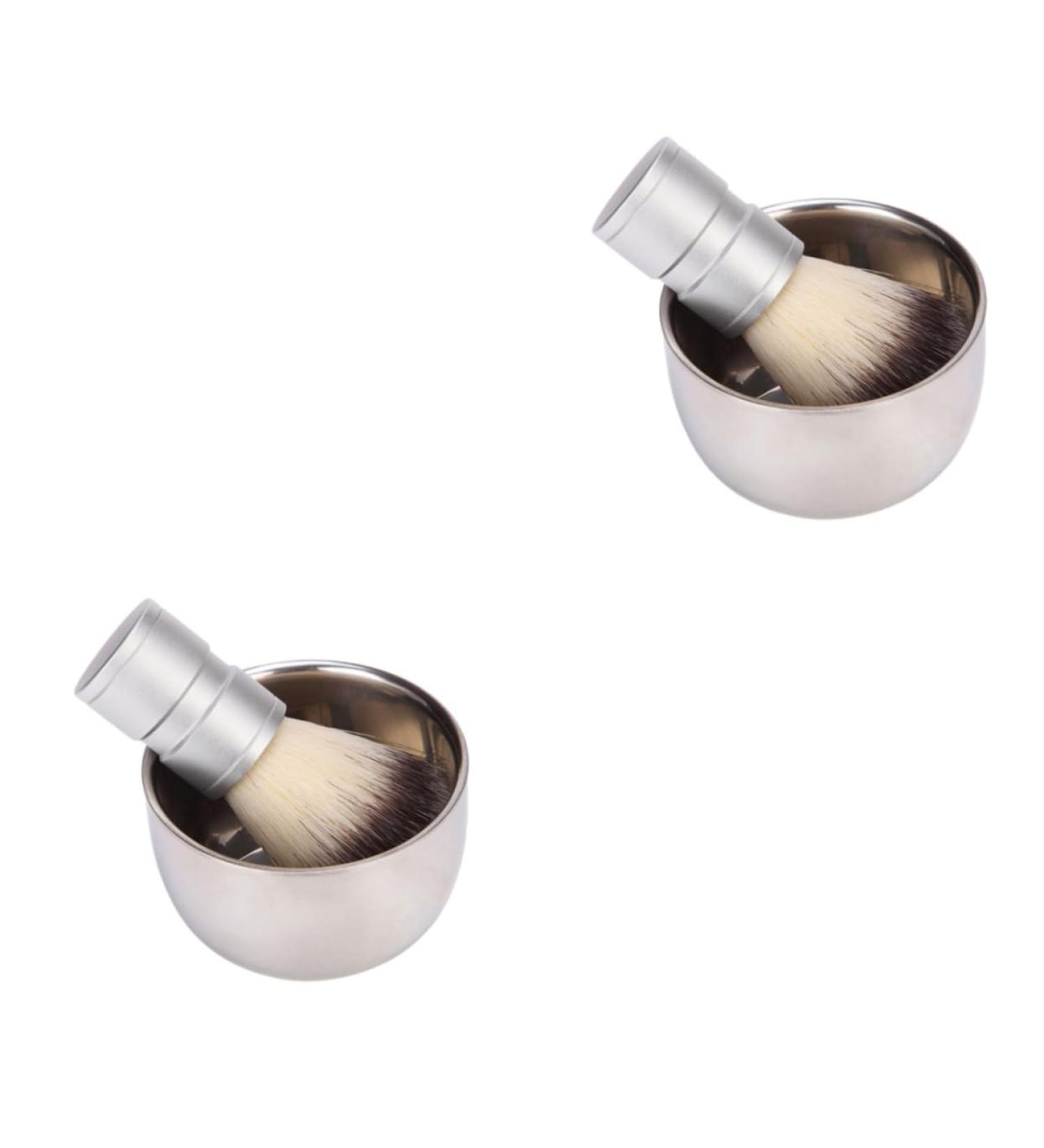 Men's Travel Shaving Set: 2nd Shaving Bowl & Brush Rustproof Steel 9.3x5cm - Perfect for Grooming On-the-Go - Buy Online on GoSupps.com