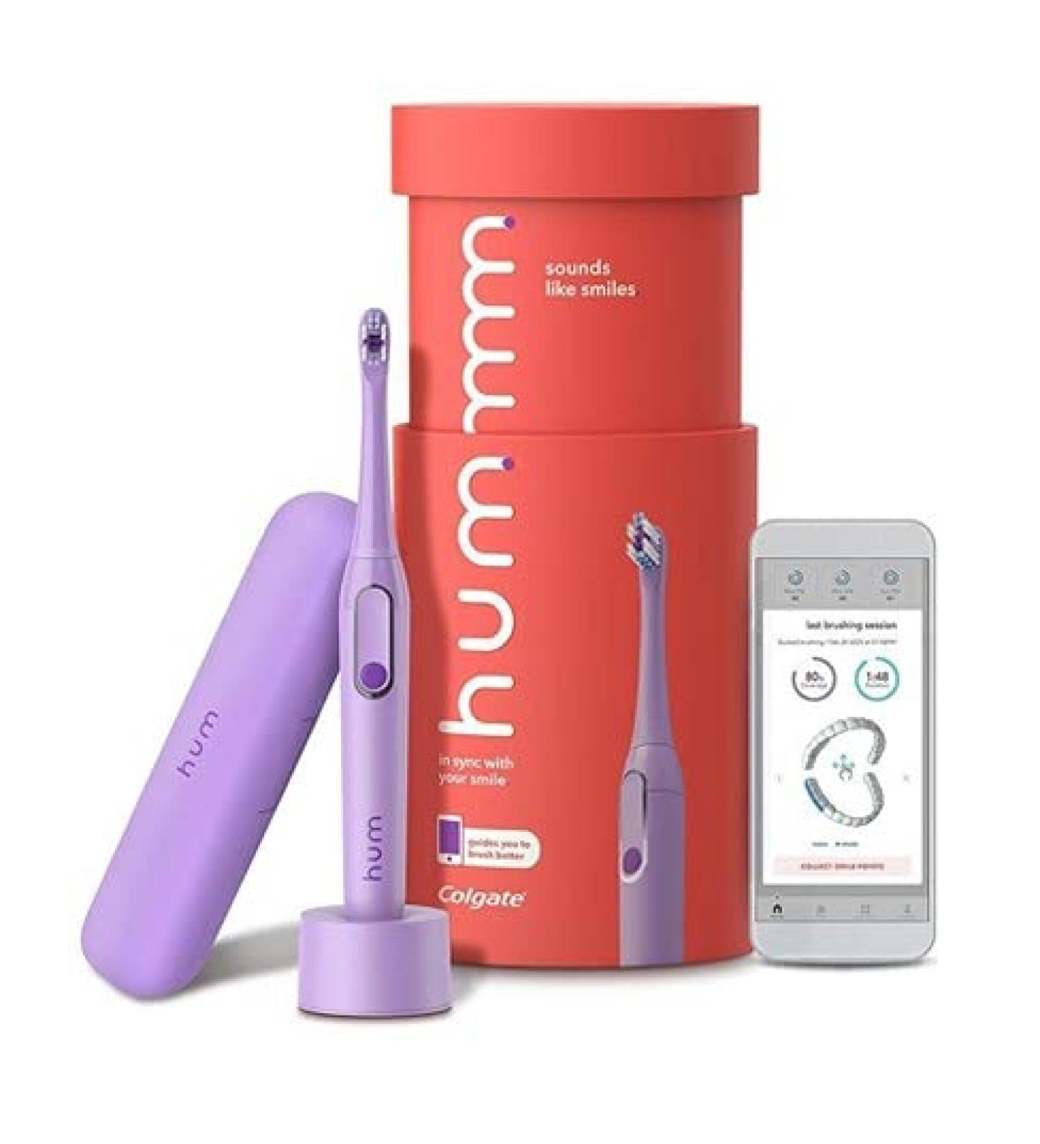 hum by Colgate Smart Electric Toothbrush Kit - Rechargeable Sonic Toothbrush with Travel Case, Purple - Includes 1 Refill Head - Buy Online on GoSupps.com