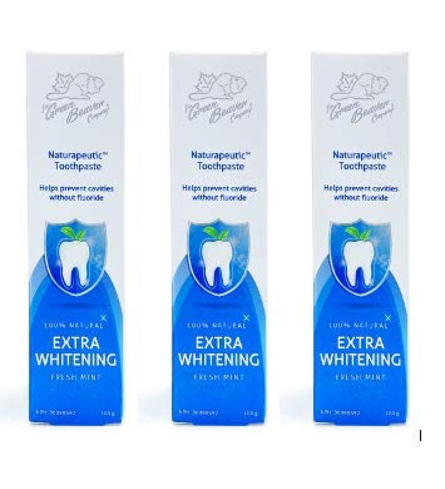 Green Beaver Naturapeutic Toothpaste - Extra Whitening Fresh Mint - 3-Pack - Buy Online on GoSupps.com