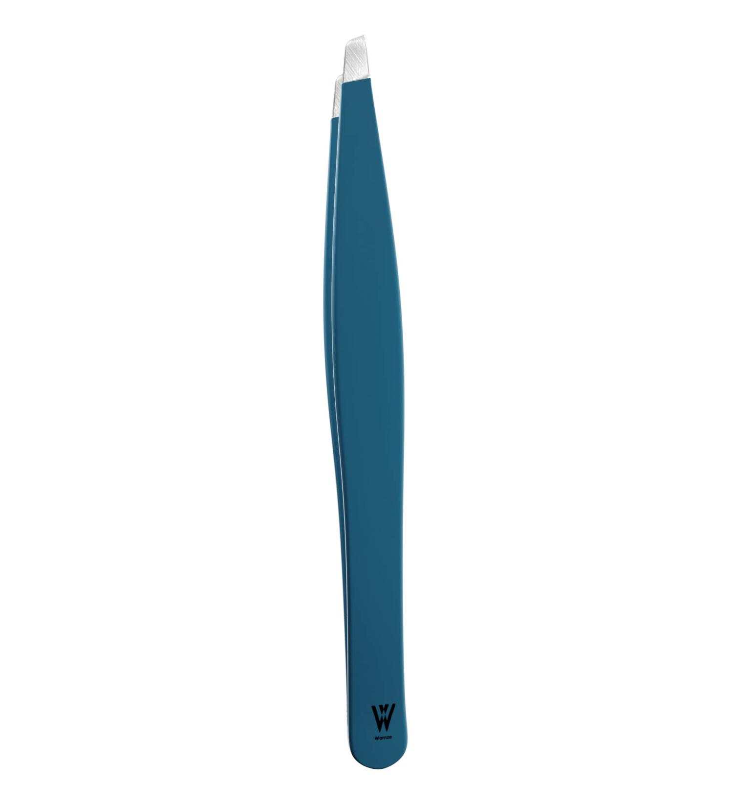 Wamza Slanted Eyebrow Tweezers for Facial Hair Women & Men - Stainless Steel Precision Pluckers for Chin & Fine Hair - Teal - Buy Online on GoSupps.com